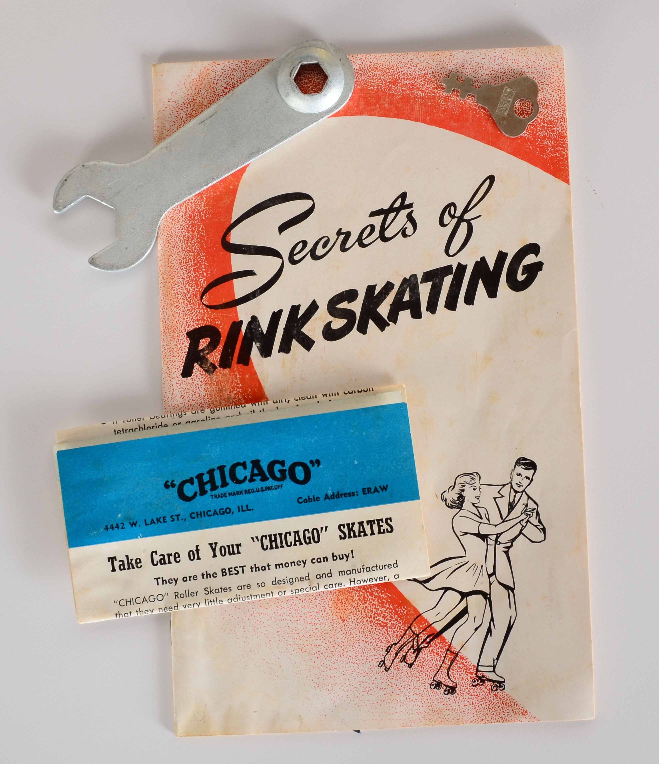 Circa 1950 Chicago White Leather Roller Skates in Case