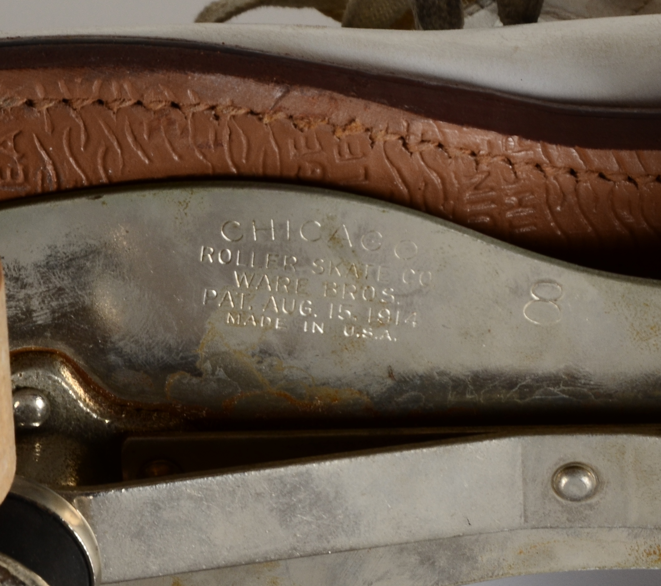 Circa 1950 Chicago White Leather Roller Skates in Case