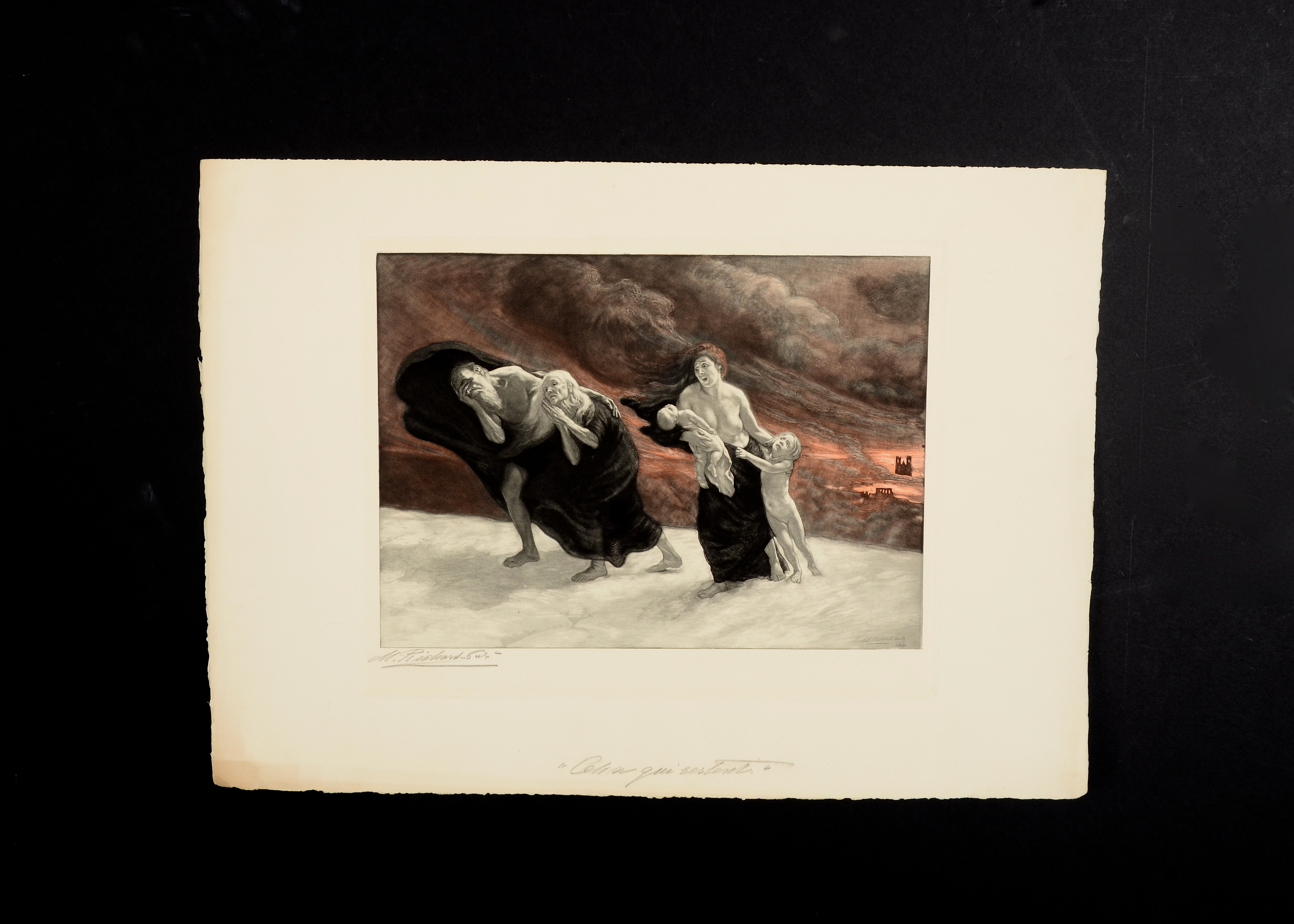 Original  Michel Richard-Putz  (1868 - ) Aquatint Etching With Hand Coloring