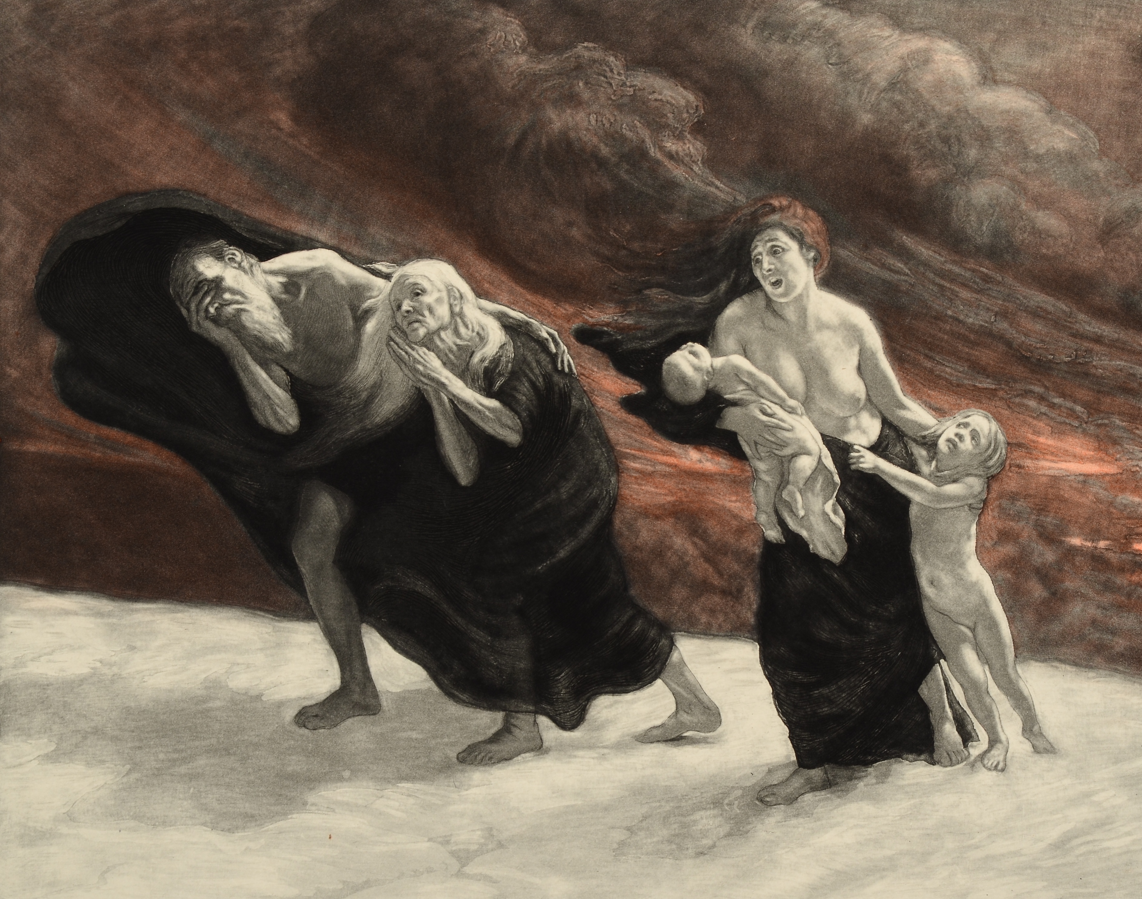 Original  Michel Richard-Putz  (1868 - ) Aquatint Etching With Hand Coloring