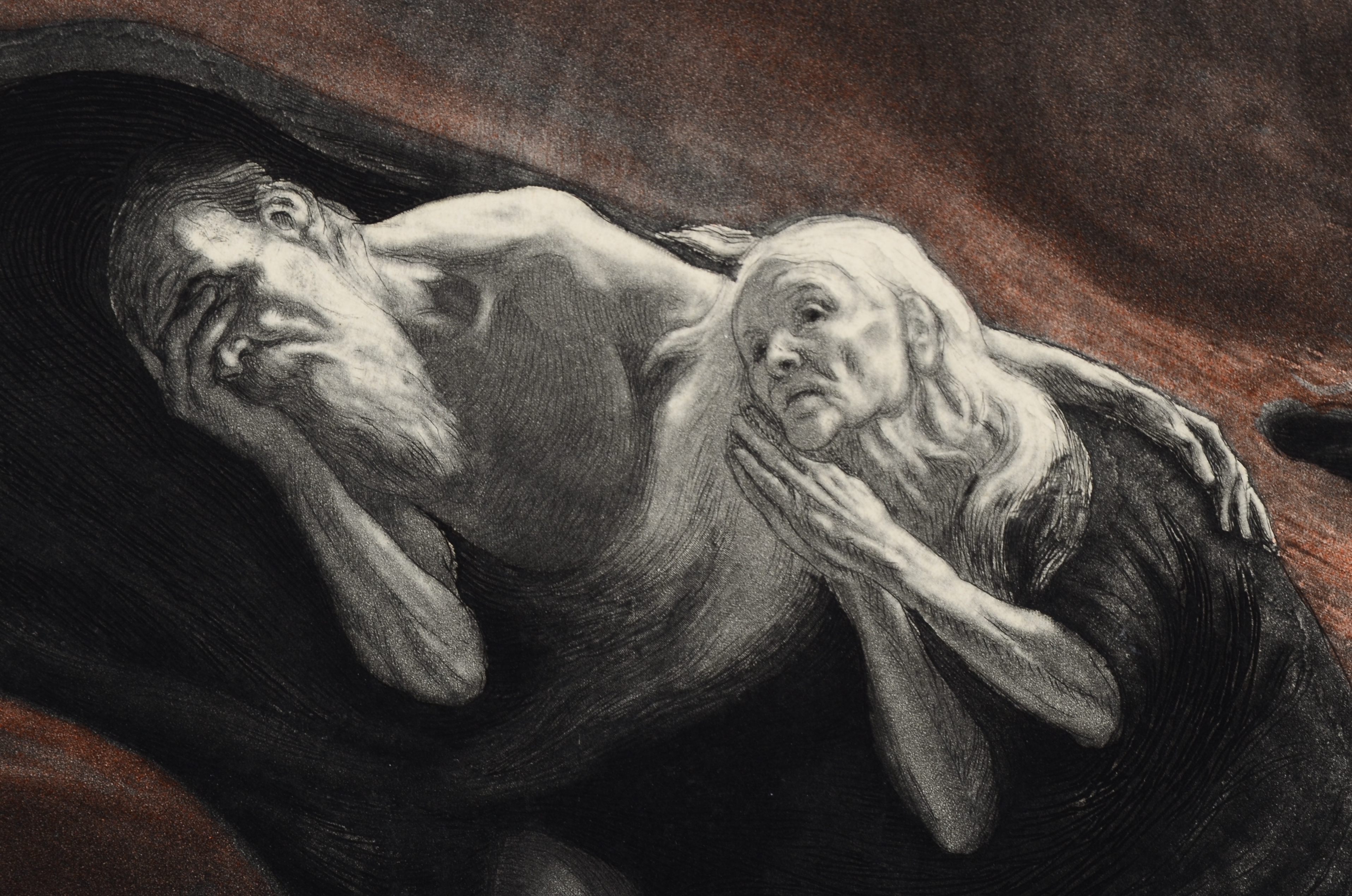 Original  Michel Richard-Putz  (1868 - ) Aquatint Etching With Hand Coloring