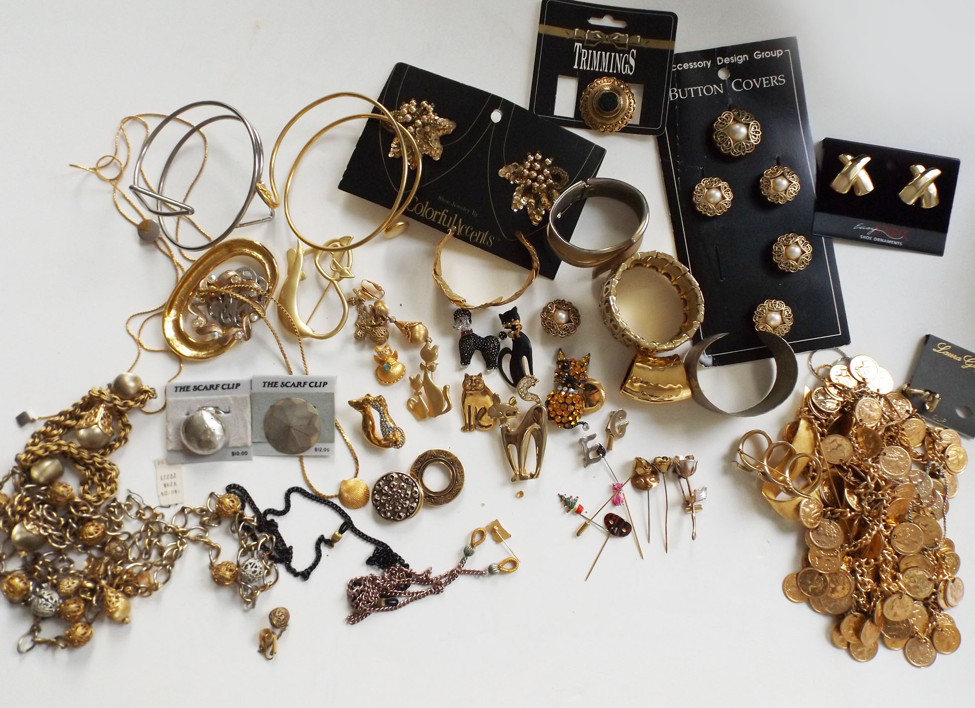 Goldtone Coin, Cat, Wire Jewelry and Accessories