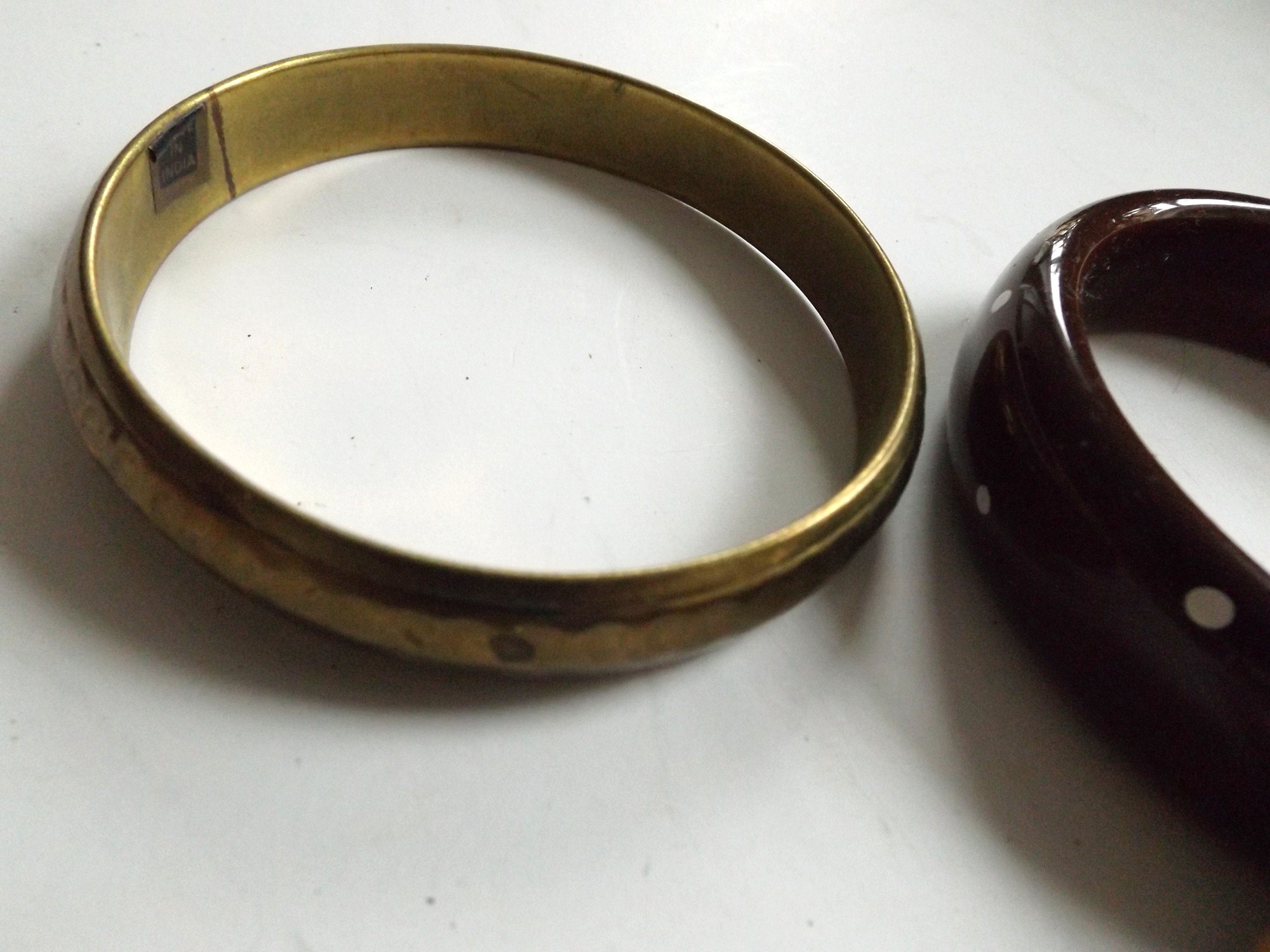 Bohemian Bamboo, Onyx, Carved Wood and Brass Bangles