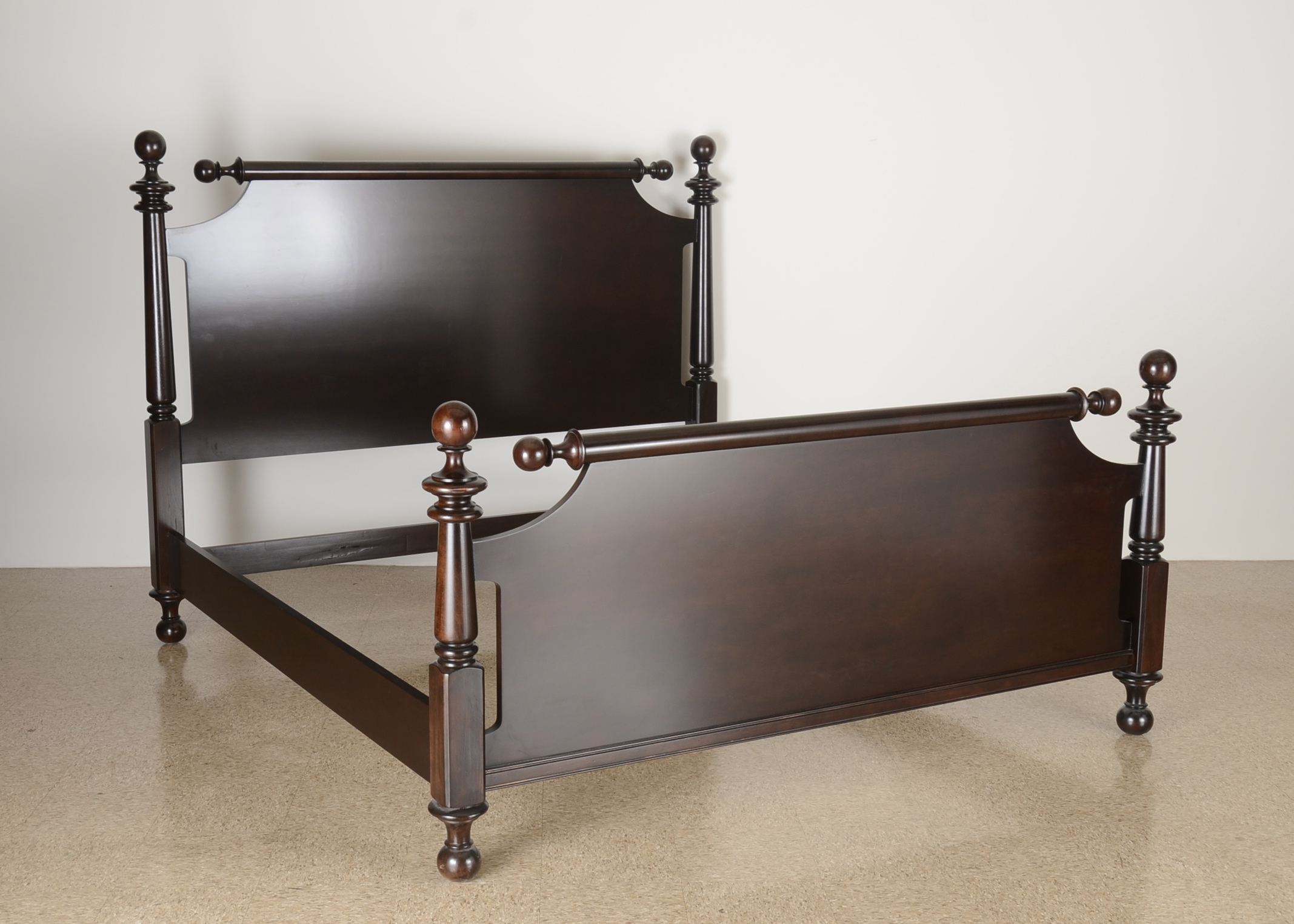 King Size Dark Brown Stained Wood Bed Frame