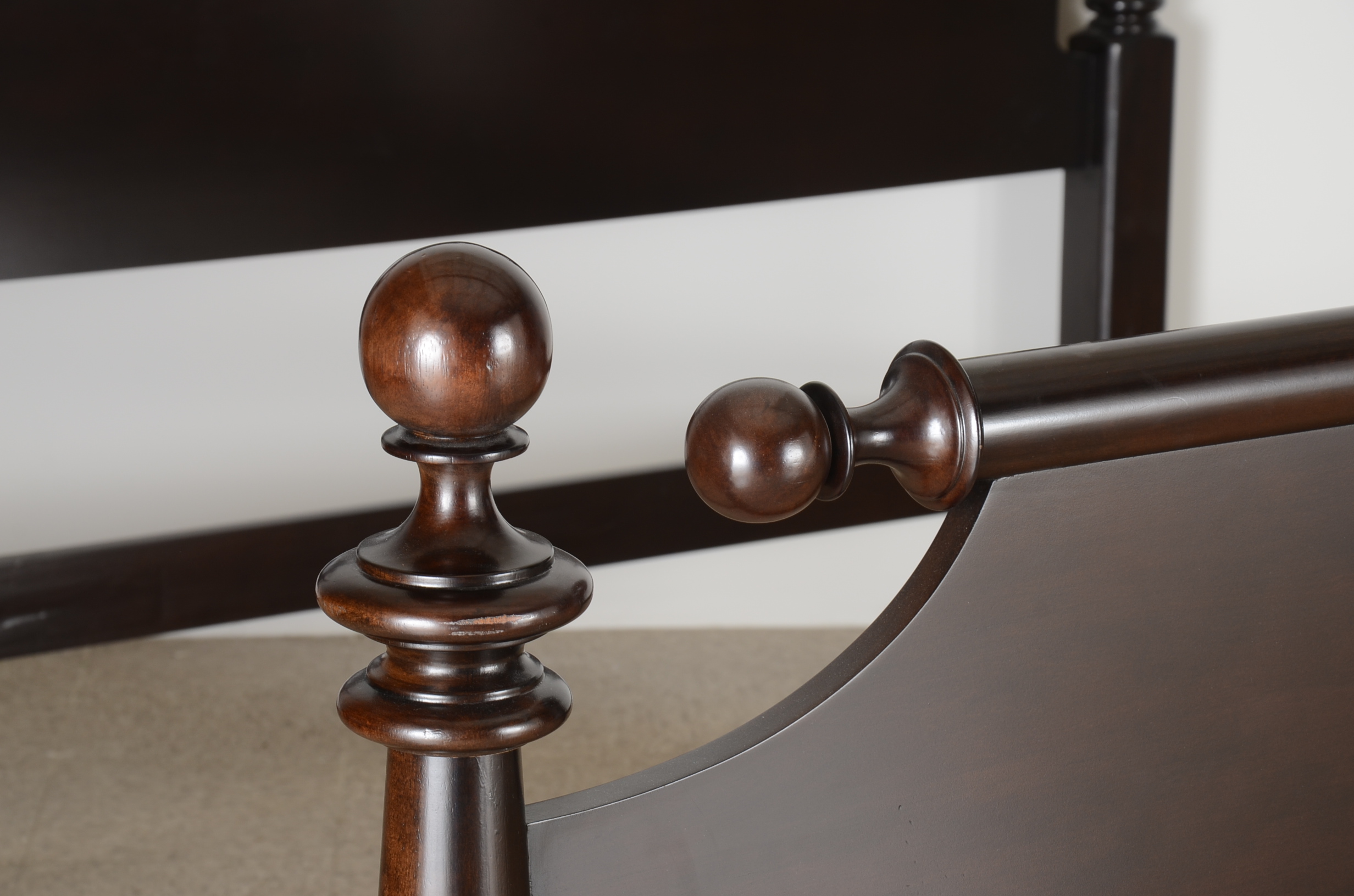 King Size Dark Brown Stained Wood Bed Frame