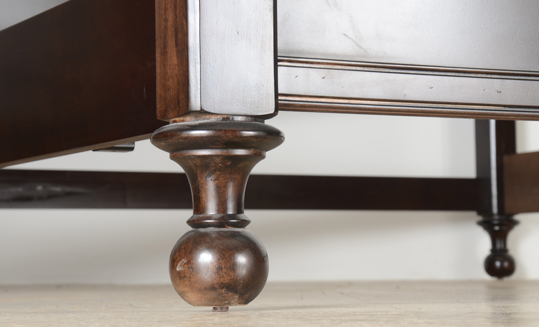 King Size Dark Brown Stained Wood Bed Frame