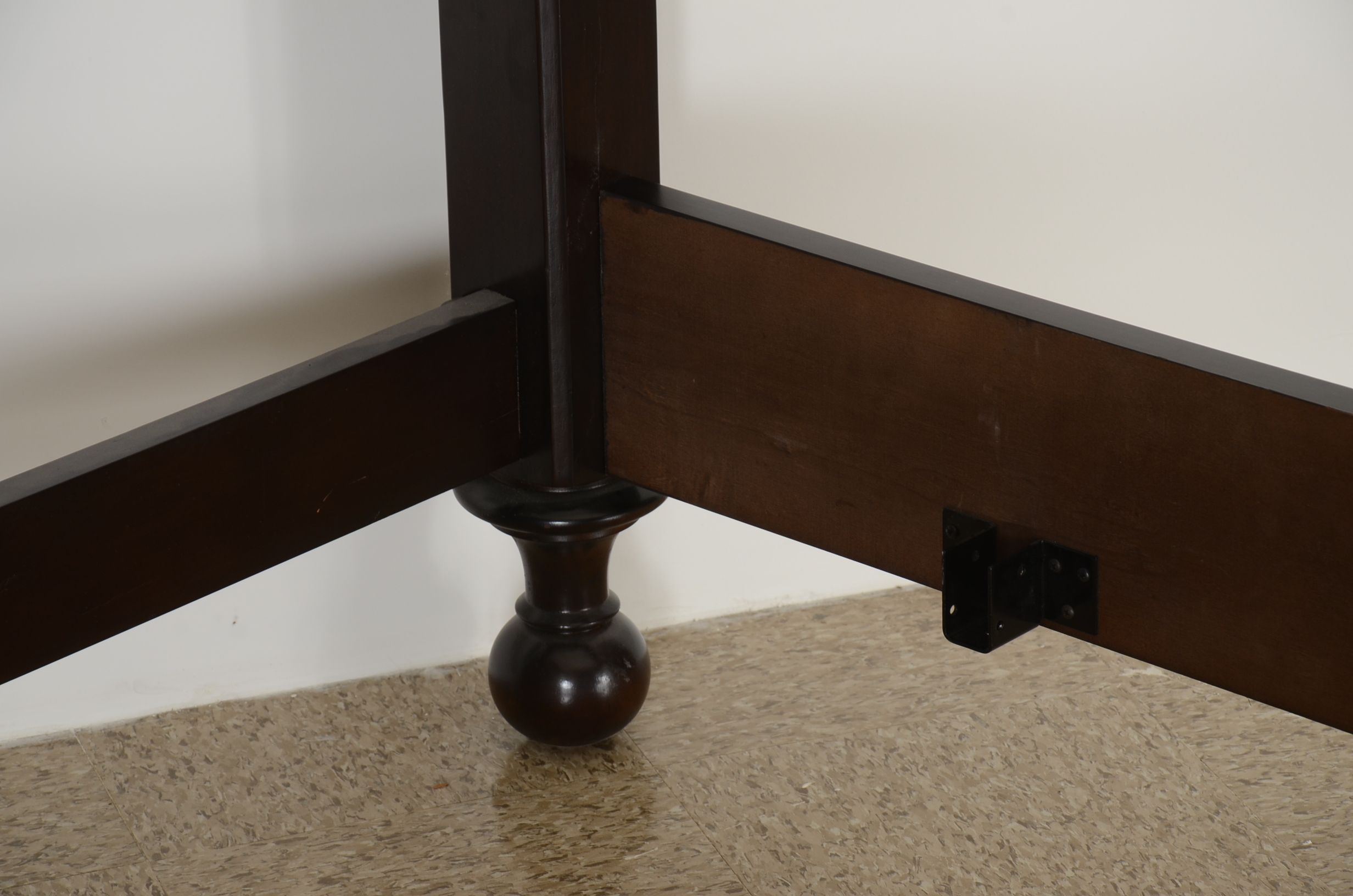 King Size Dark Brown Stained Wood Bed Frame