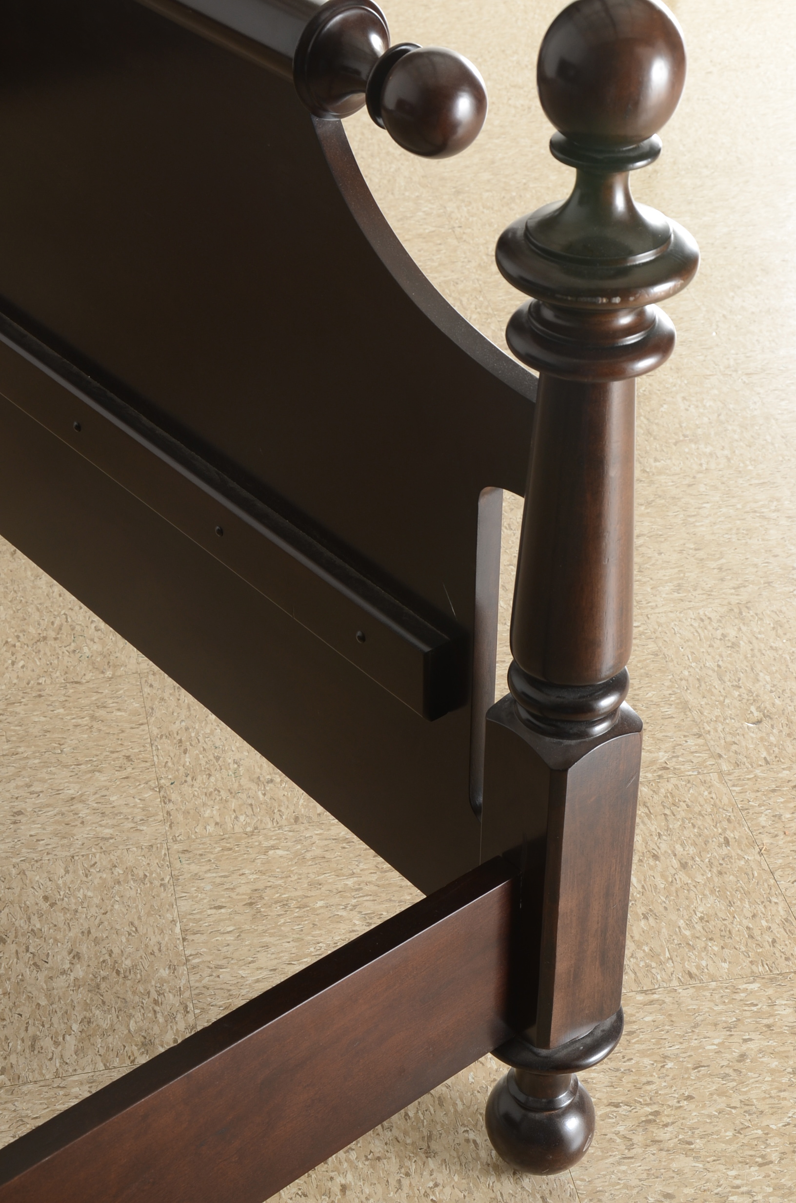 King Size Dark Brown Stained Wood Bed Frame