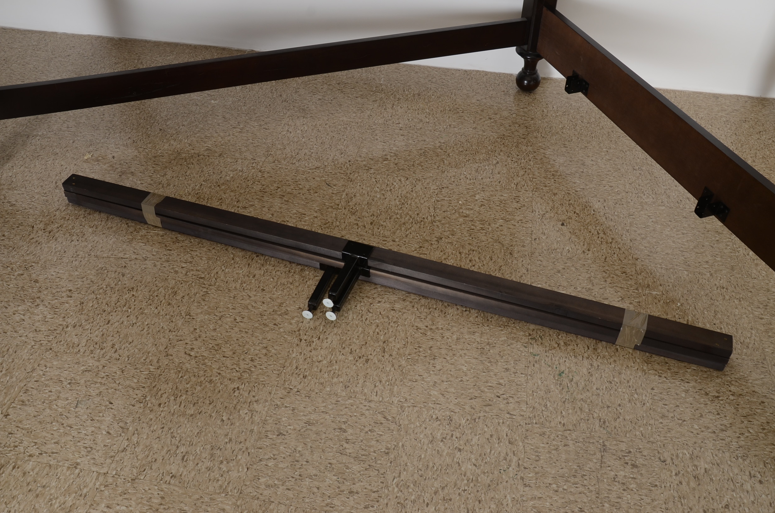 King Size Dark Brown Stained Wood Bed Frame