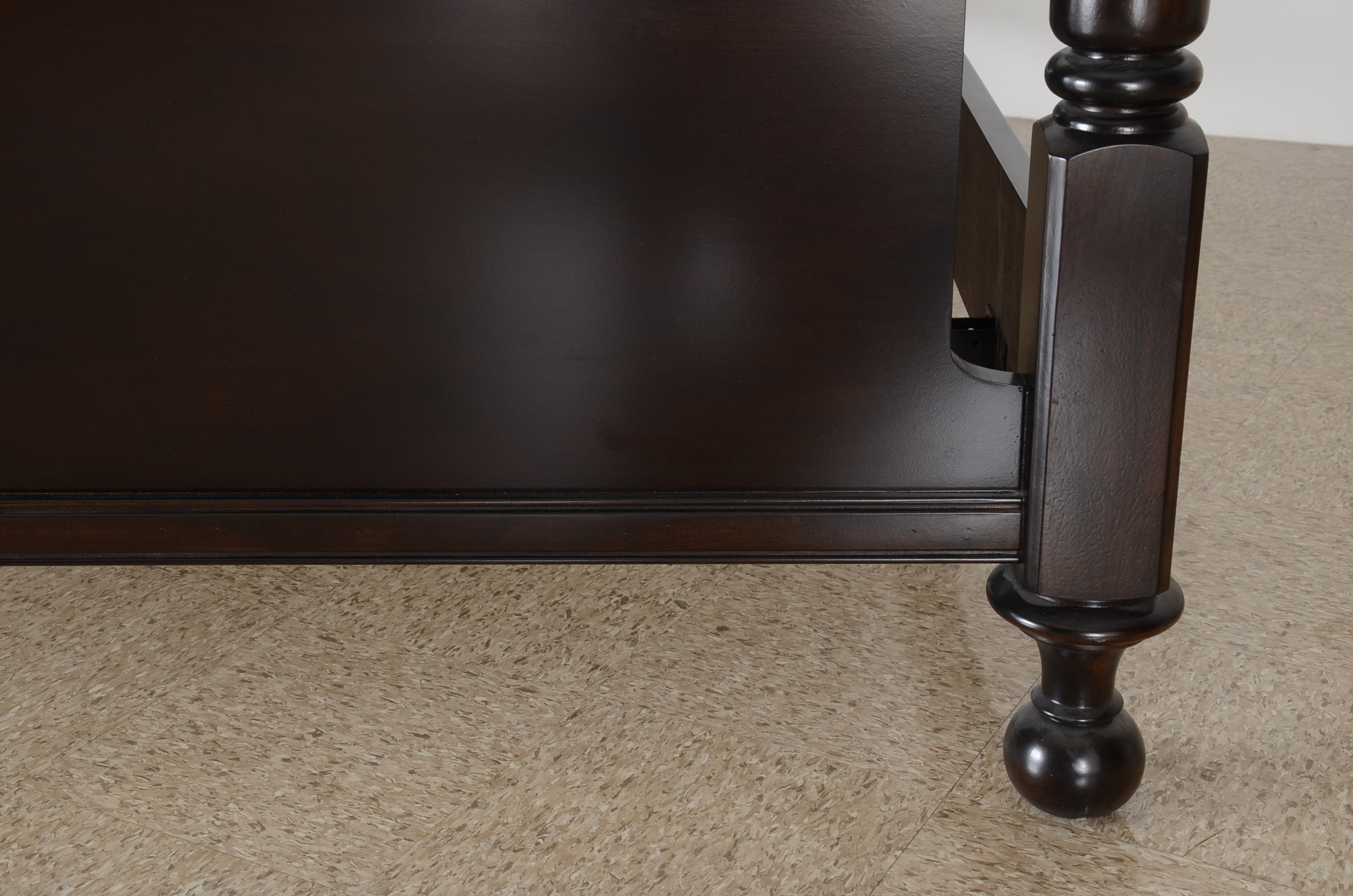 King Size Dark Brown Stained Wood Bed Frame