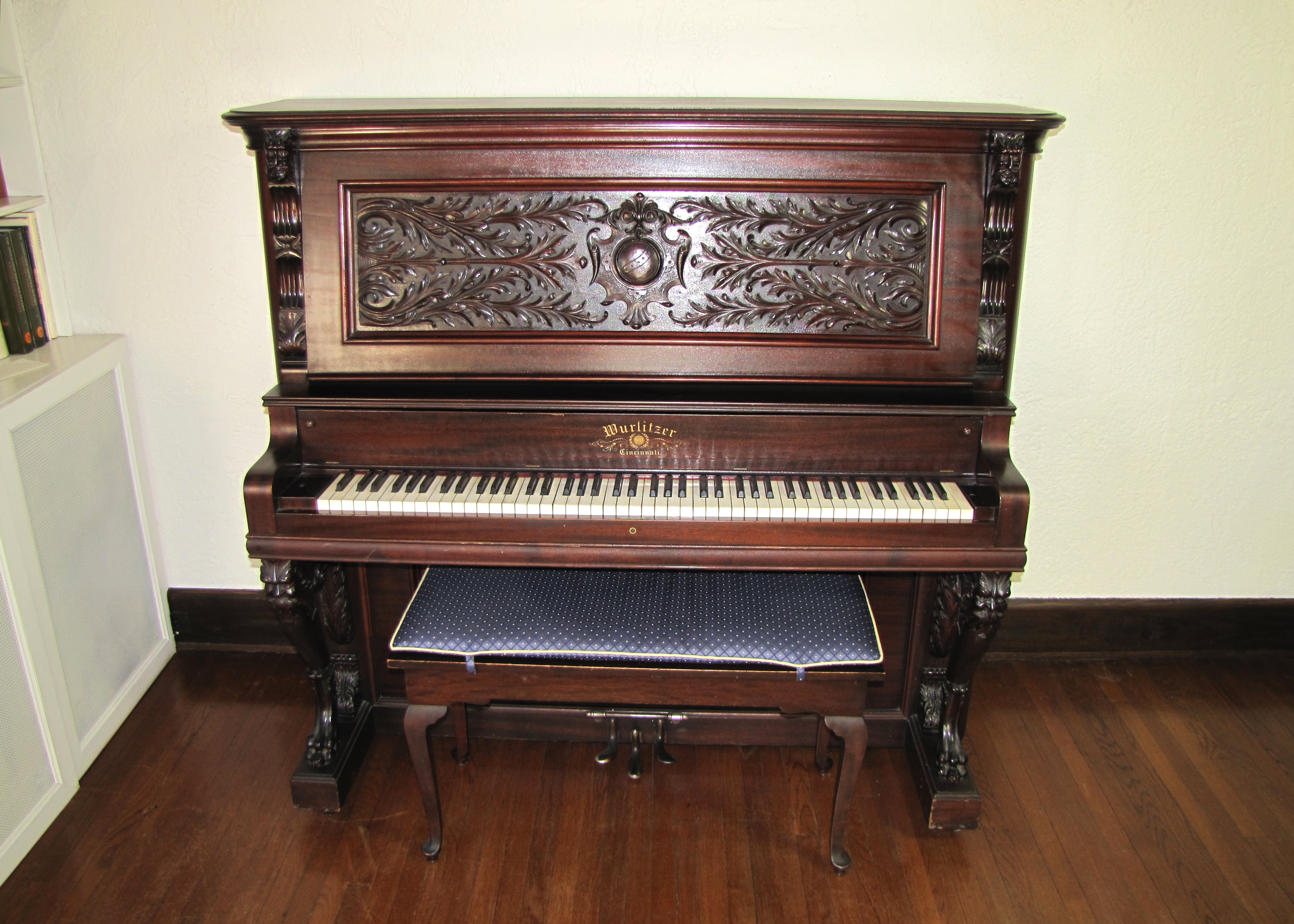 Victorian Wurlitzer Highly Carved Upright Piano  