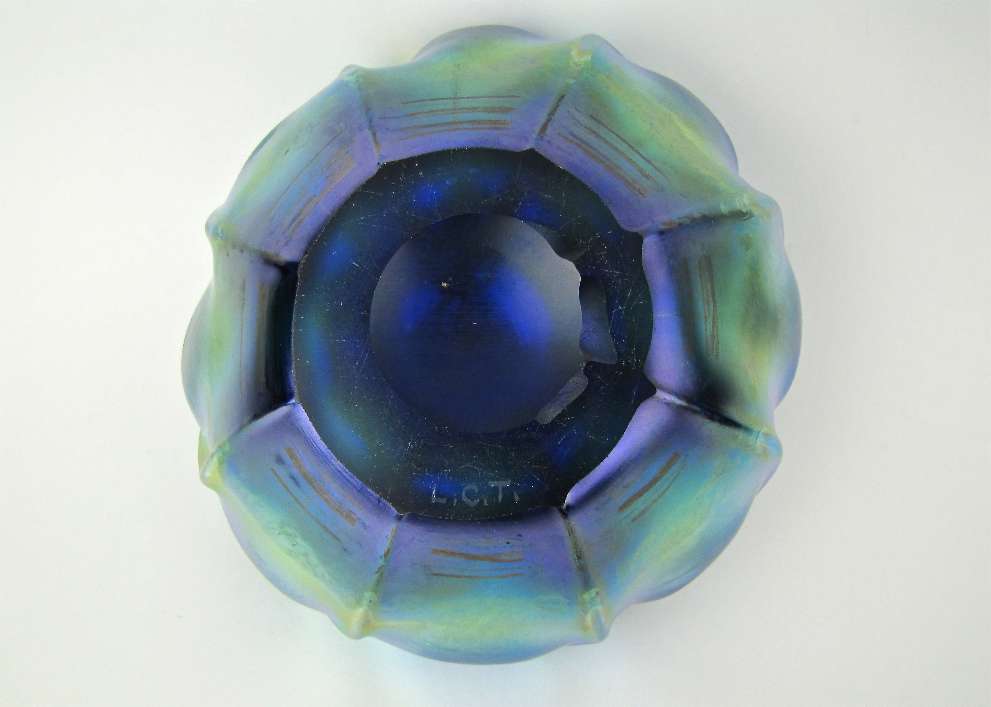 Very Rare Tiffany Favrile Glass Bowl Signed L.C.T.