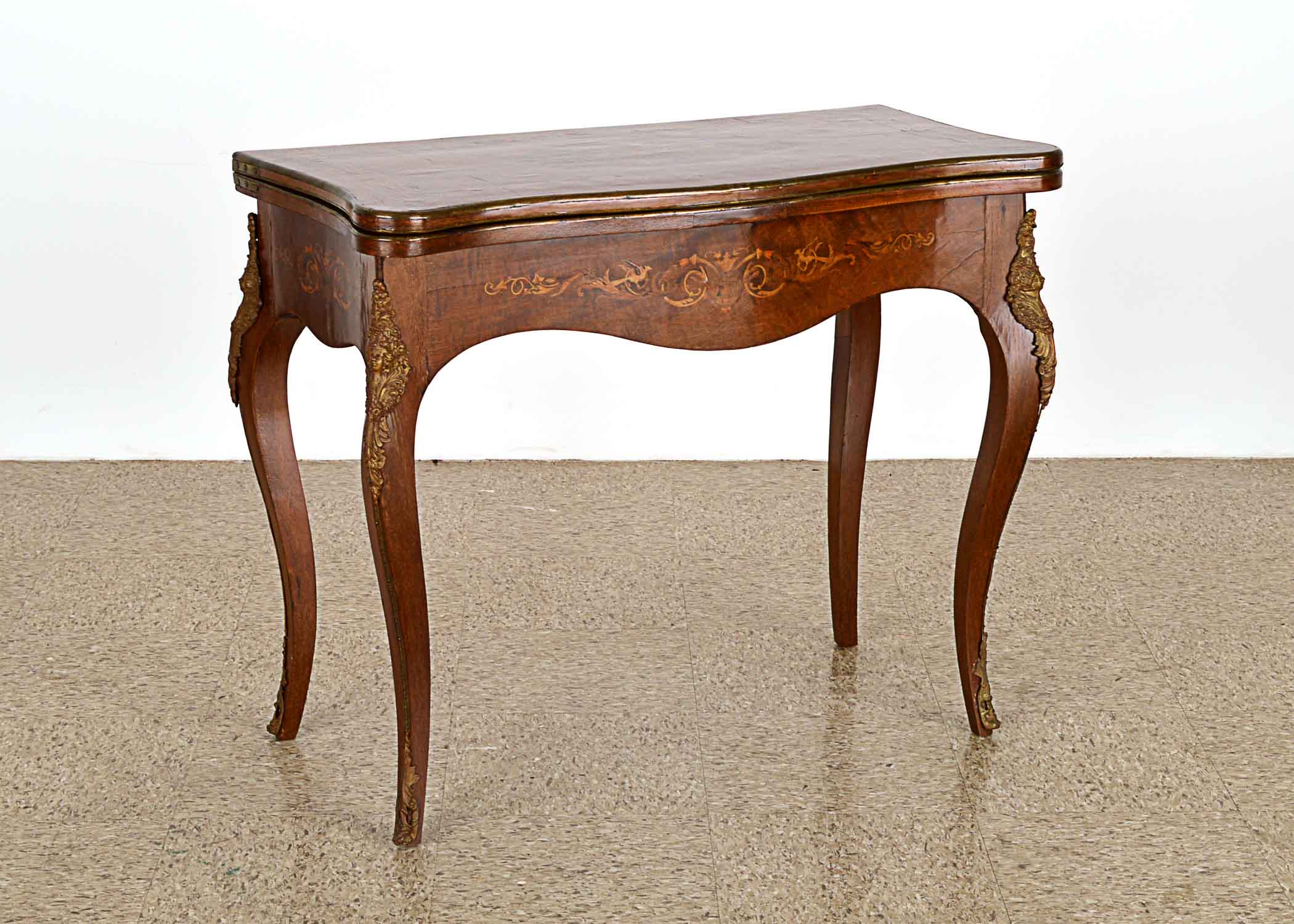 Amazing Louis XV-Style Marquetry Inlaid Card Table 