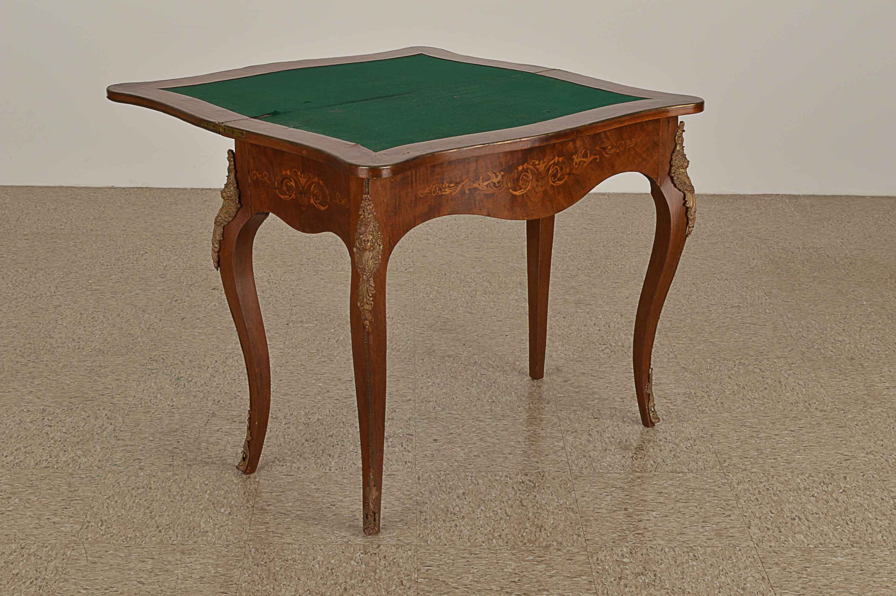 Amazing Louis XV-Style Marquetry Inlaid Card Table 