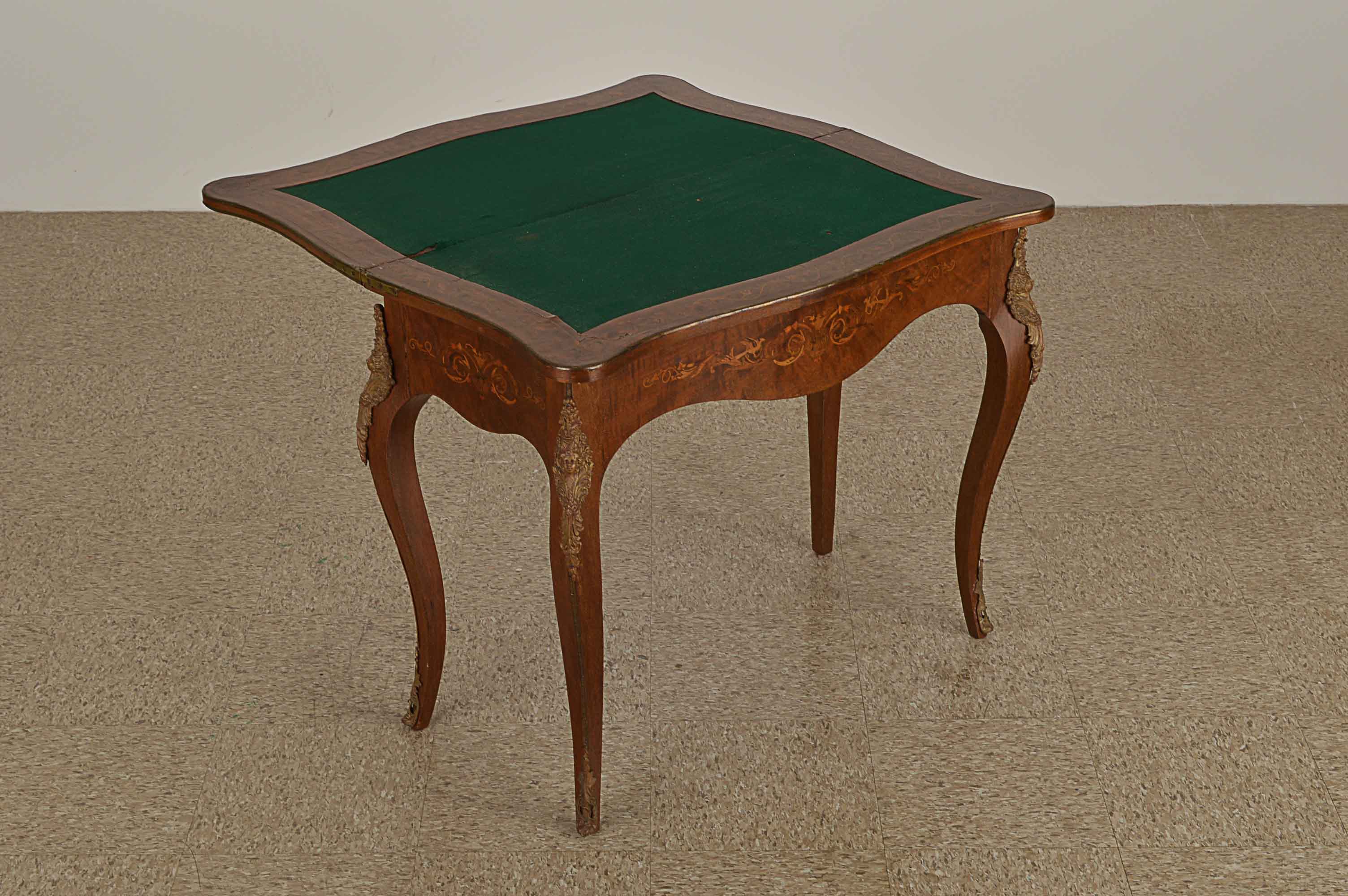 Amazing Louis XV-Style Marquetry Inlaid Card Table 
