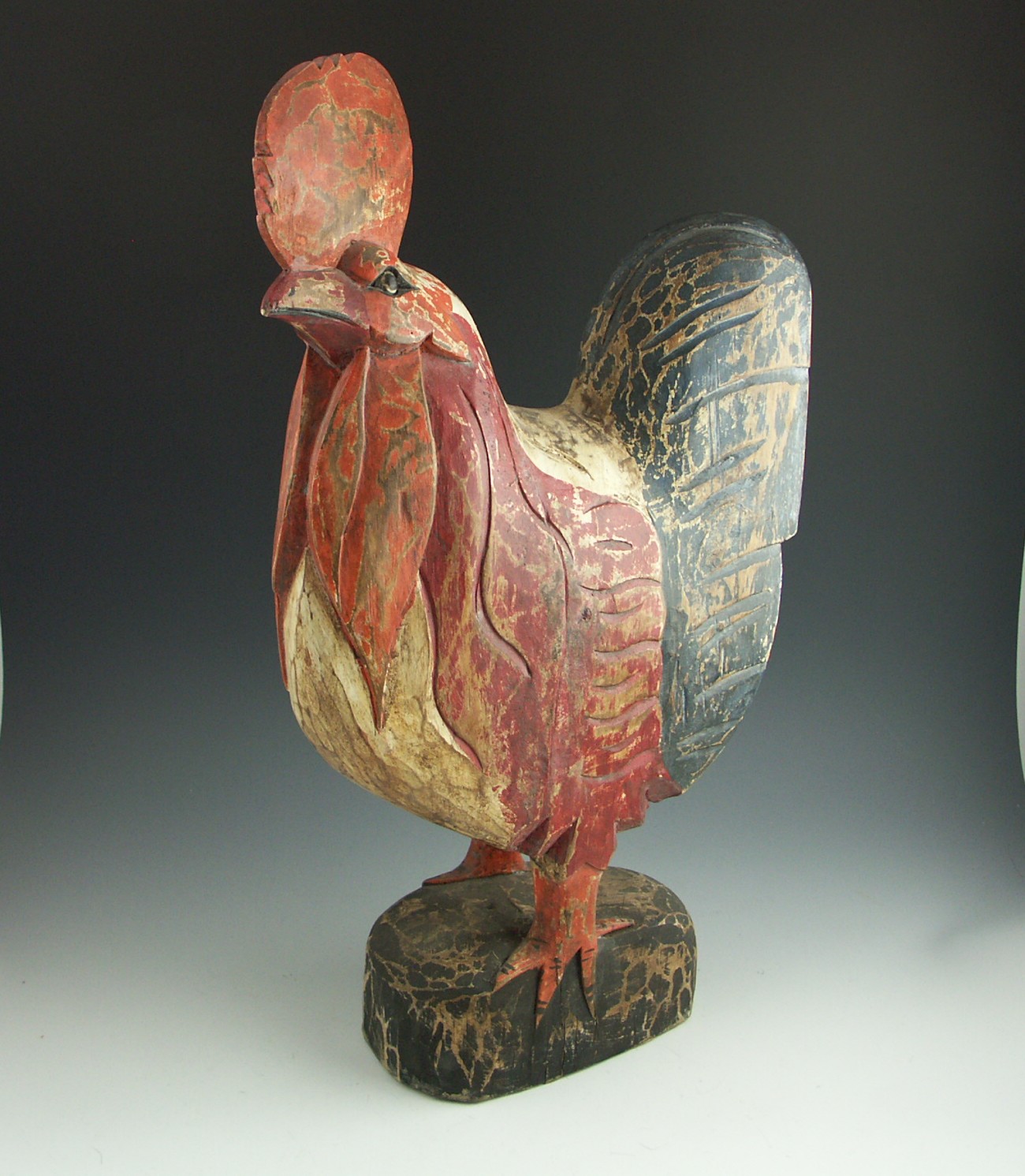 Hand-Carved Wood Painted Rooster