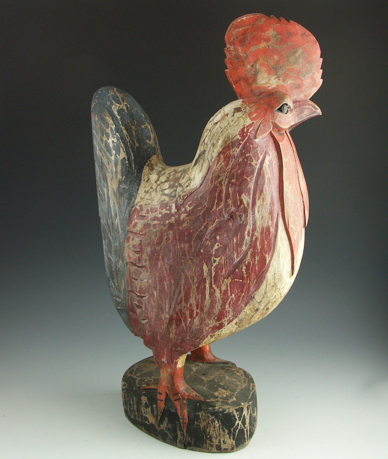 Hand-Carved Wood Painted Rooster