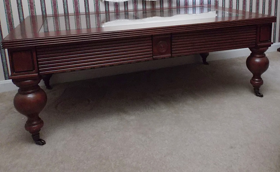 Glass Top Shadow Box Coffee Table 