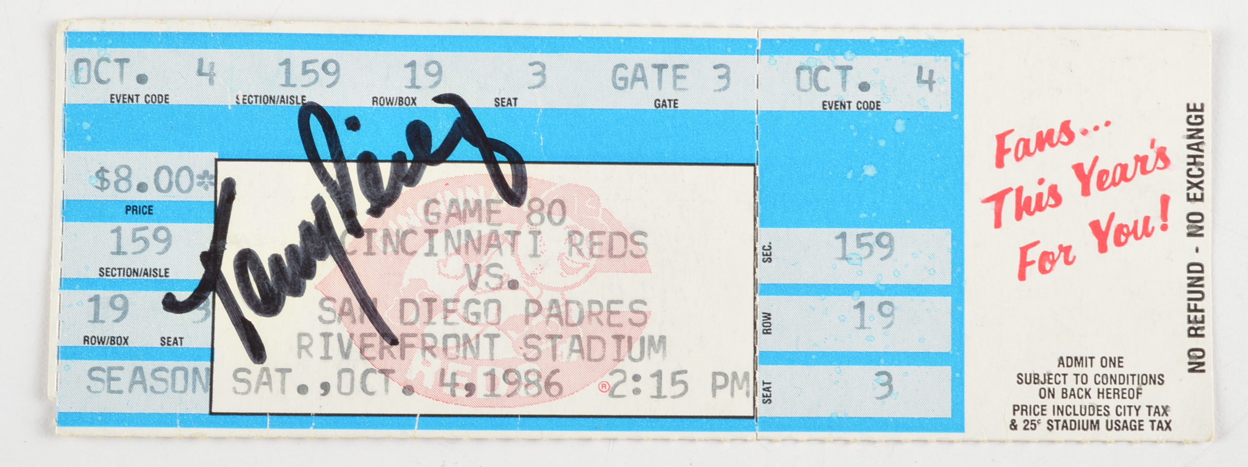 (8) Vintage 1960-80s Cincinnati Reds Brochures & Autographed Tony Perez Ticket