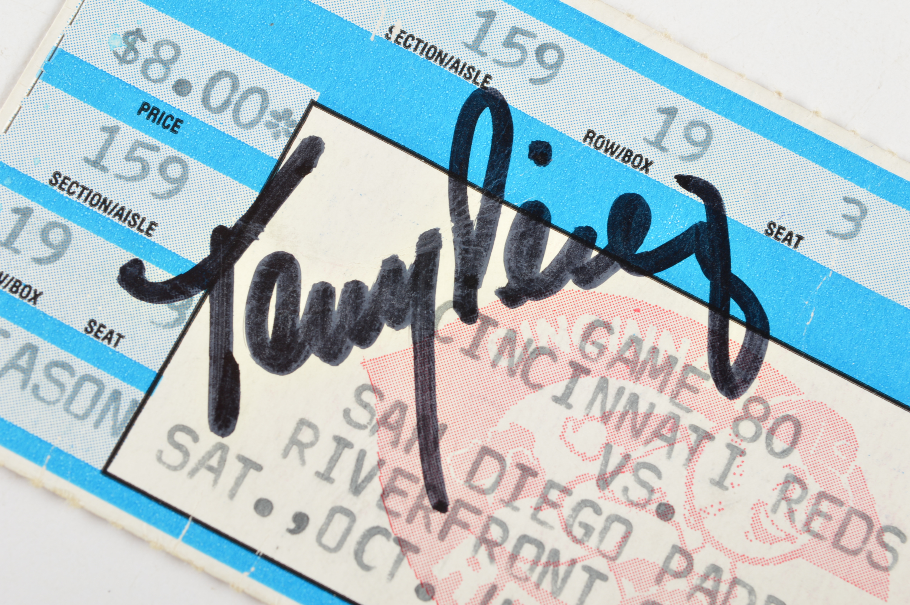 (8) Vintage 1960-80s Cincinnati Reds Brochures & Autographed Tony Perez Ticket