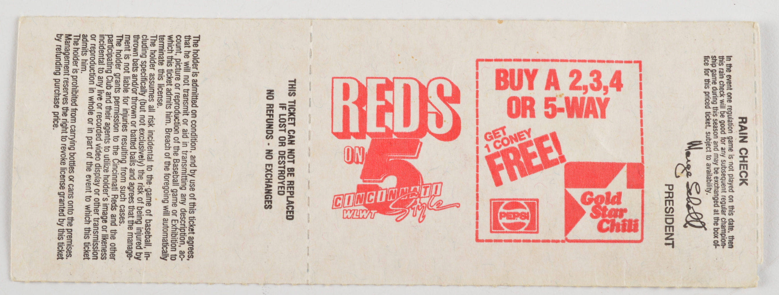 (8) Vintage 1960-80s Cincinnati Reds Brochures & Autographed Tony Perez Ticket