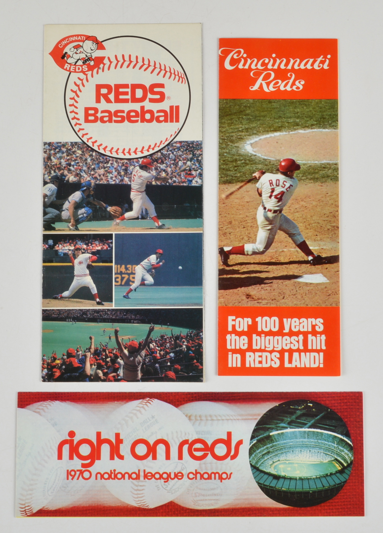 (8) Vintage 1960-80s Cincinnati Reds Brochures & Autographed Tony Perez Ticket