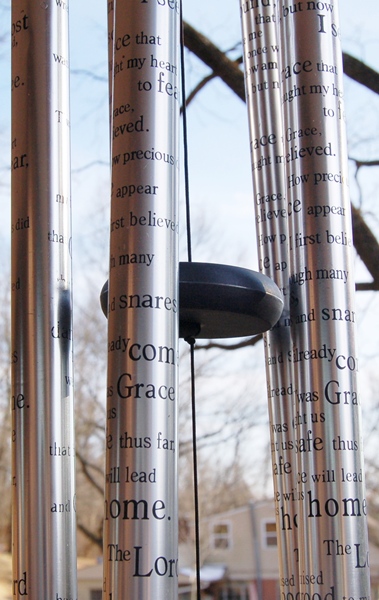 Carson Wind Chime with 'Amazing Grace' Words Inscribed on Them