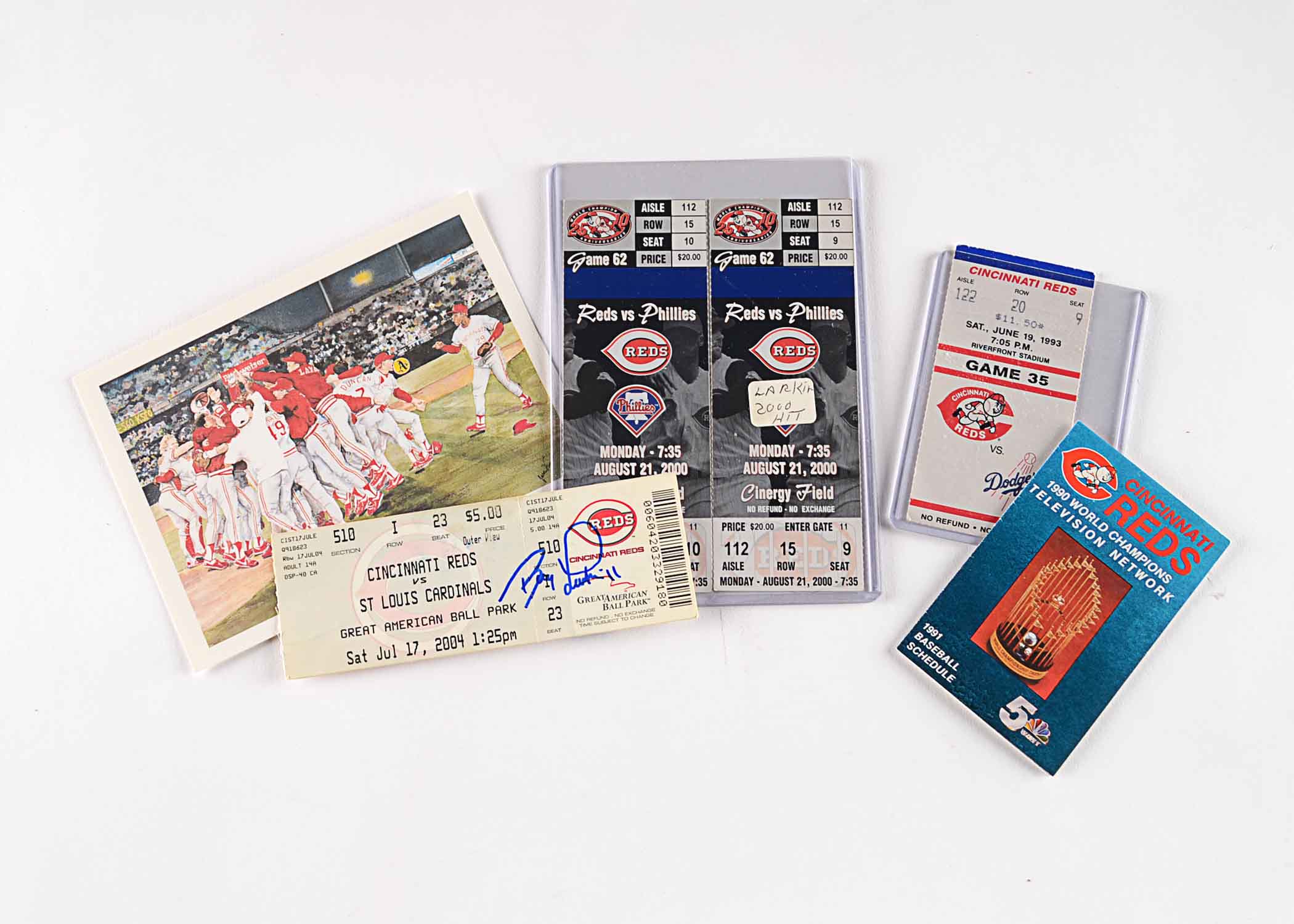 (HOF) Barry Larkin Cincinnati Reds Ticket Stub Collection Plus A Bonus!