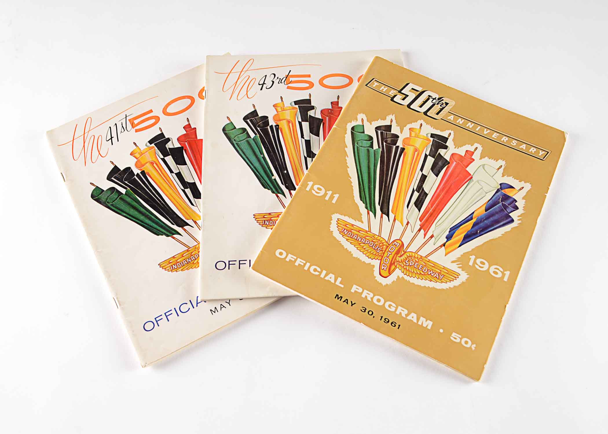 (3) Indianoplis 500 Motor Racing Programs 1950s/60s