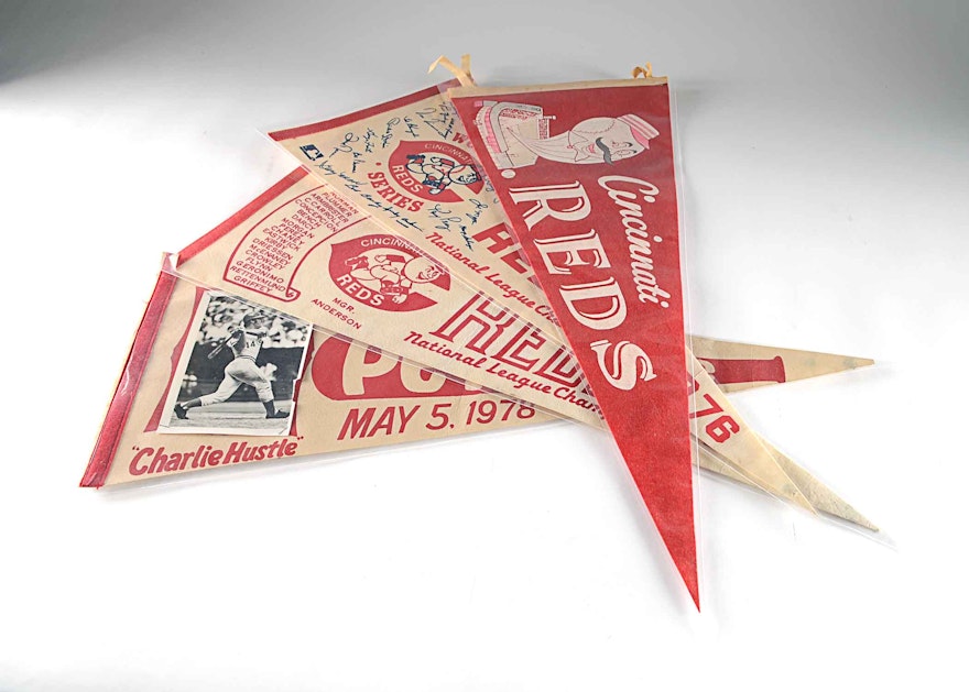 (4) Outstanding Cincinnati Reds Vintage Pennants