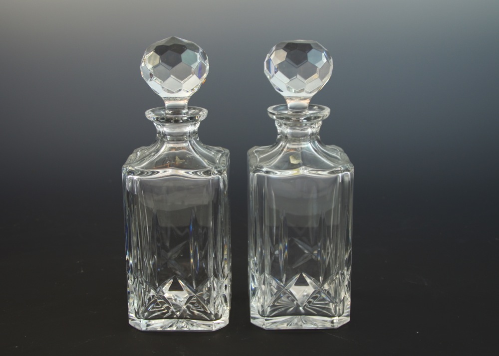 Pair of Atlantis Lead Crystal Decanters