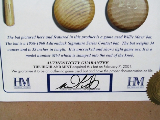 Willie Mays Game Used Collectible