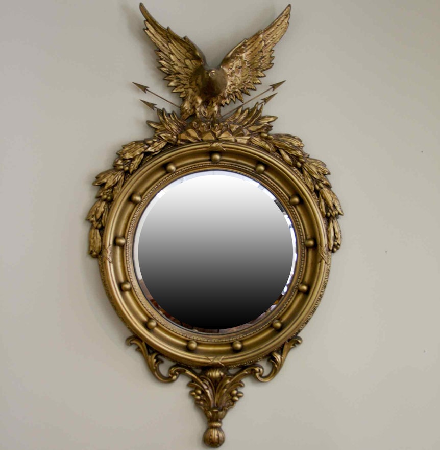 Girandole Federalist Convex Mirror w/ American Eagle Molded Reproduction