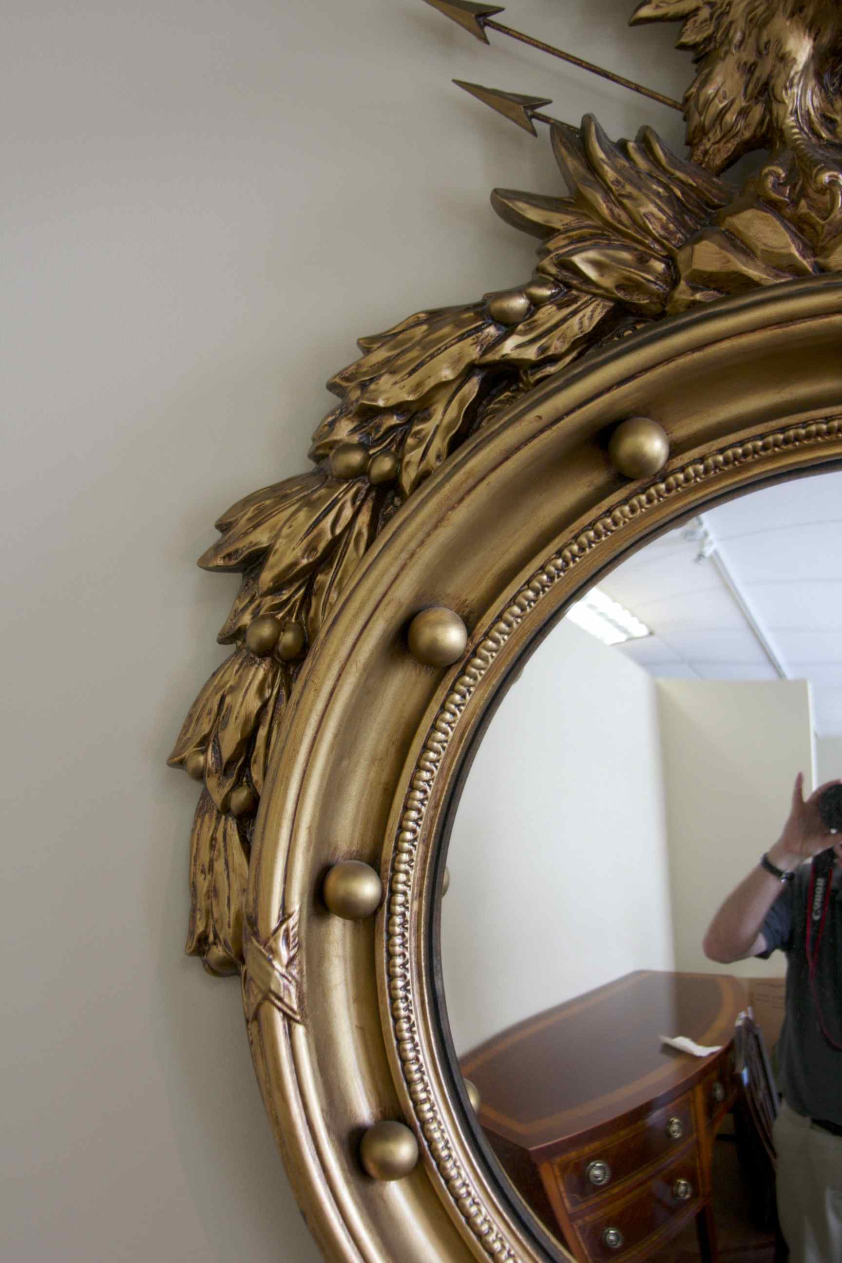 Girandole Federalist Convex Mirror w/ American Eagle Molded Reproduction