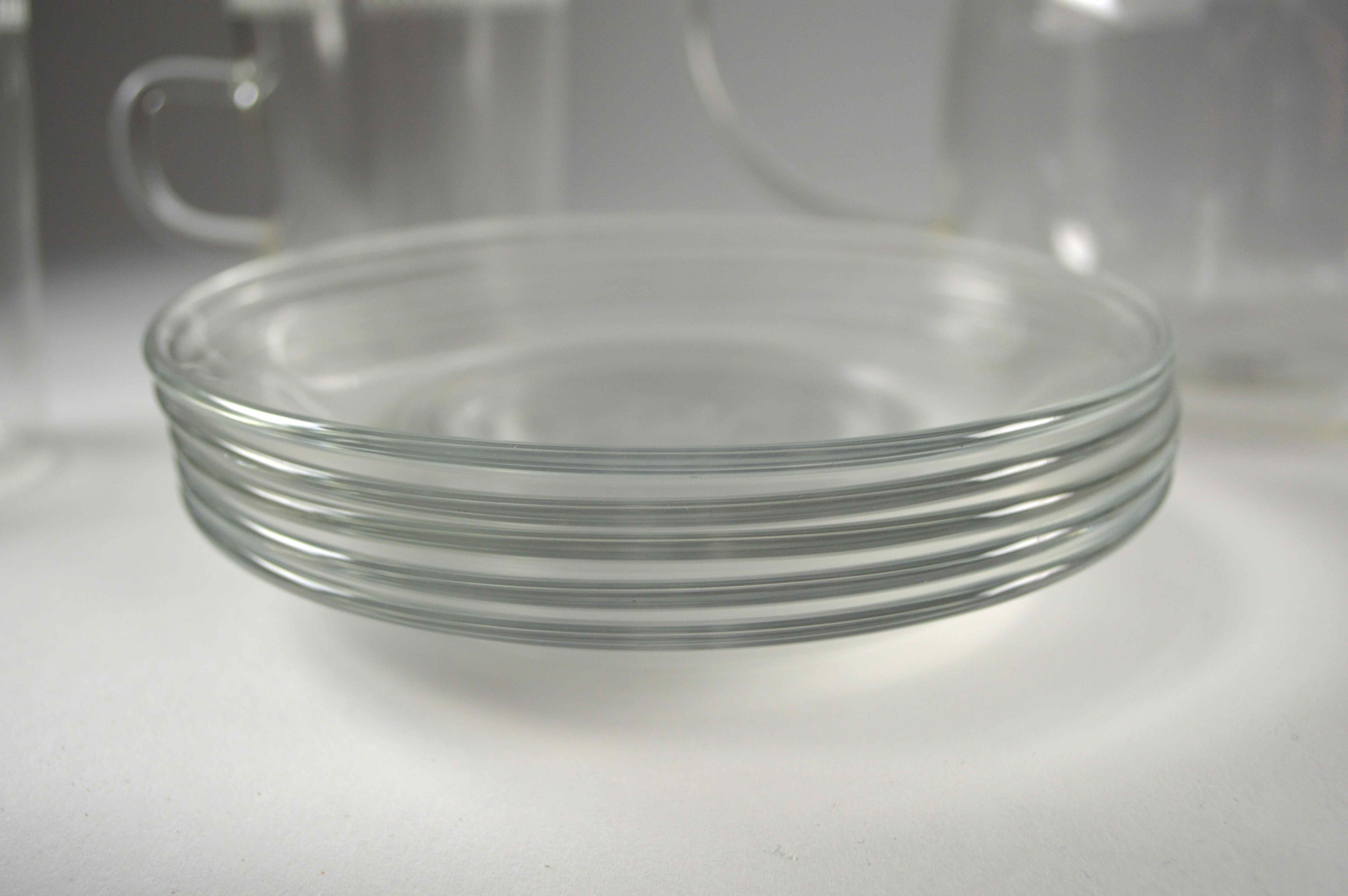 Schott Mainz Jena Glass Tea Pot with Five Cups and Saucers