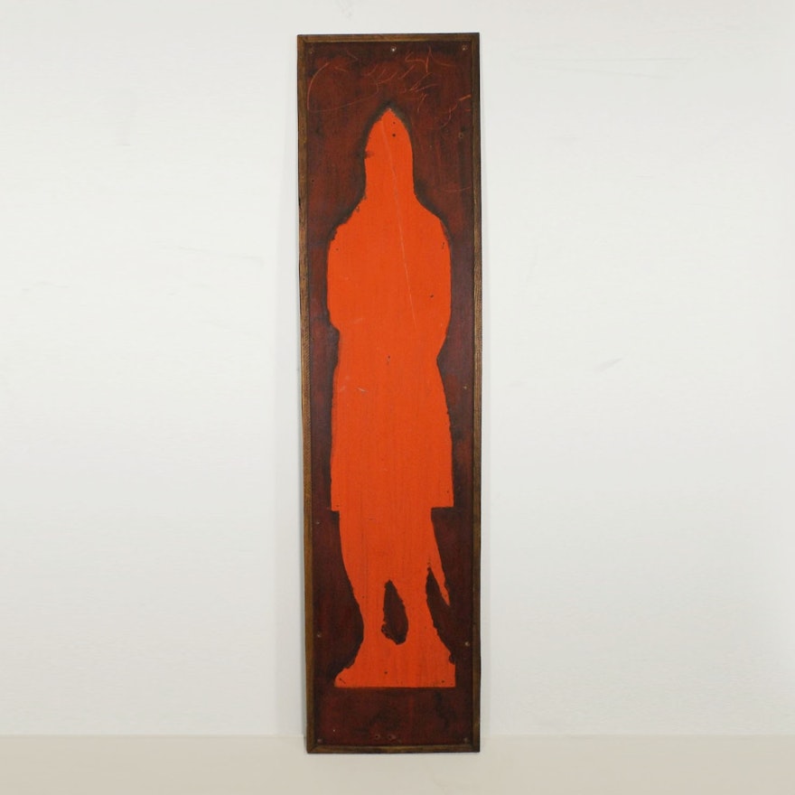 Painted Wood Panel with Guard Silhouette