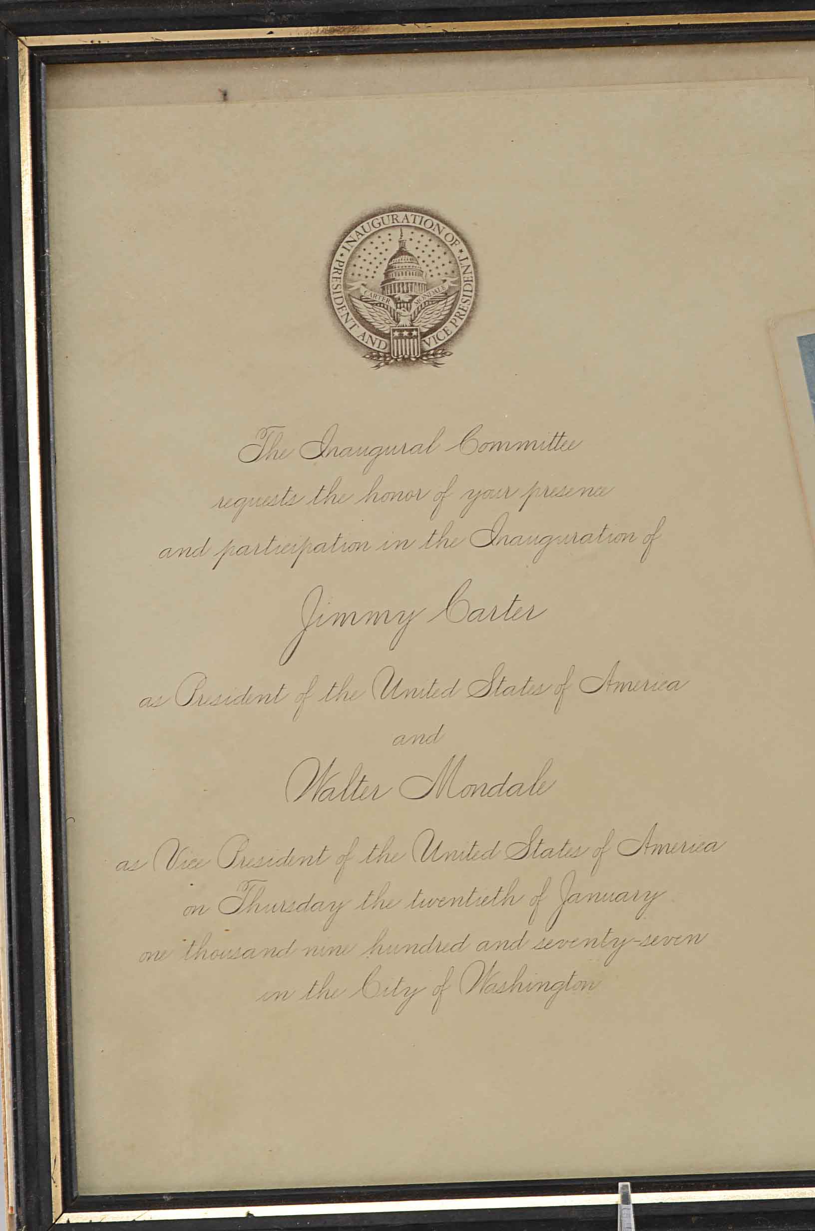 Circa 1977, Invitation To The Inauguration Of Jimmy Carter 