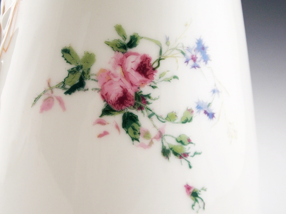 A Delightful Vintage Haviland Limoges Pitcher with a Rope Handle and Three Cups