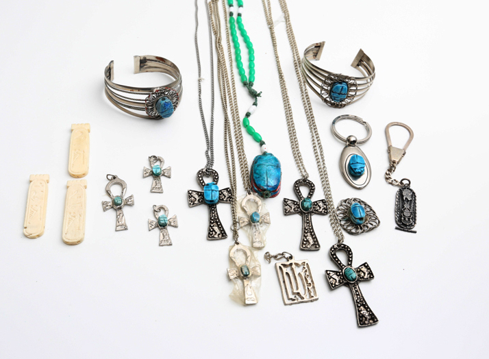 Egyptian Silvertone Jewelry