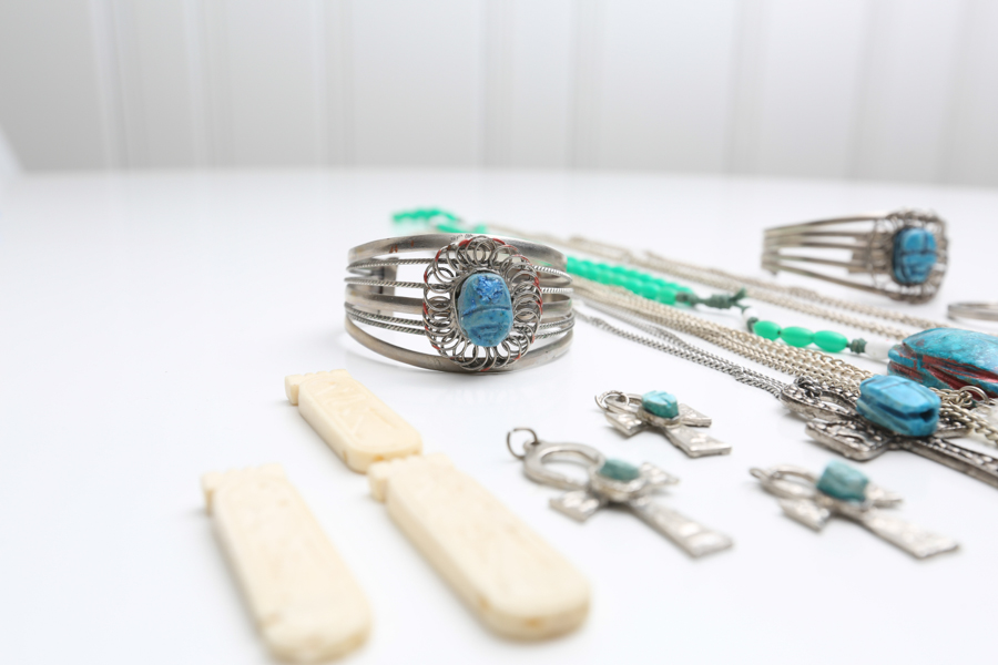 Egyptian Silvertone Jewelry