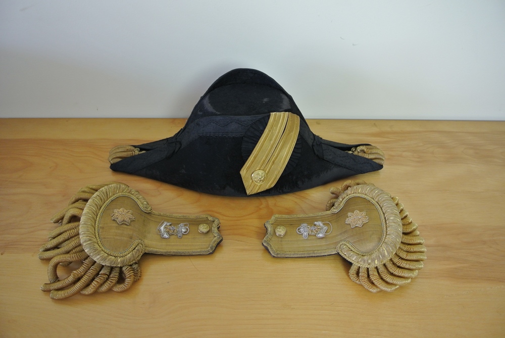 US Navy Officer's Bicorn Hat and Epauletts 1898
