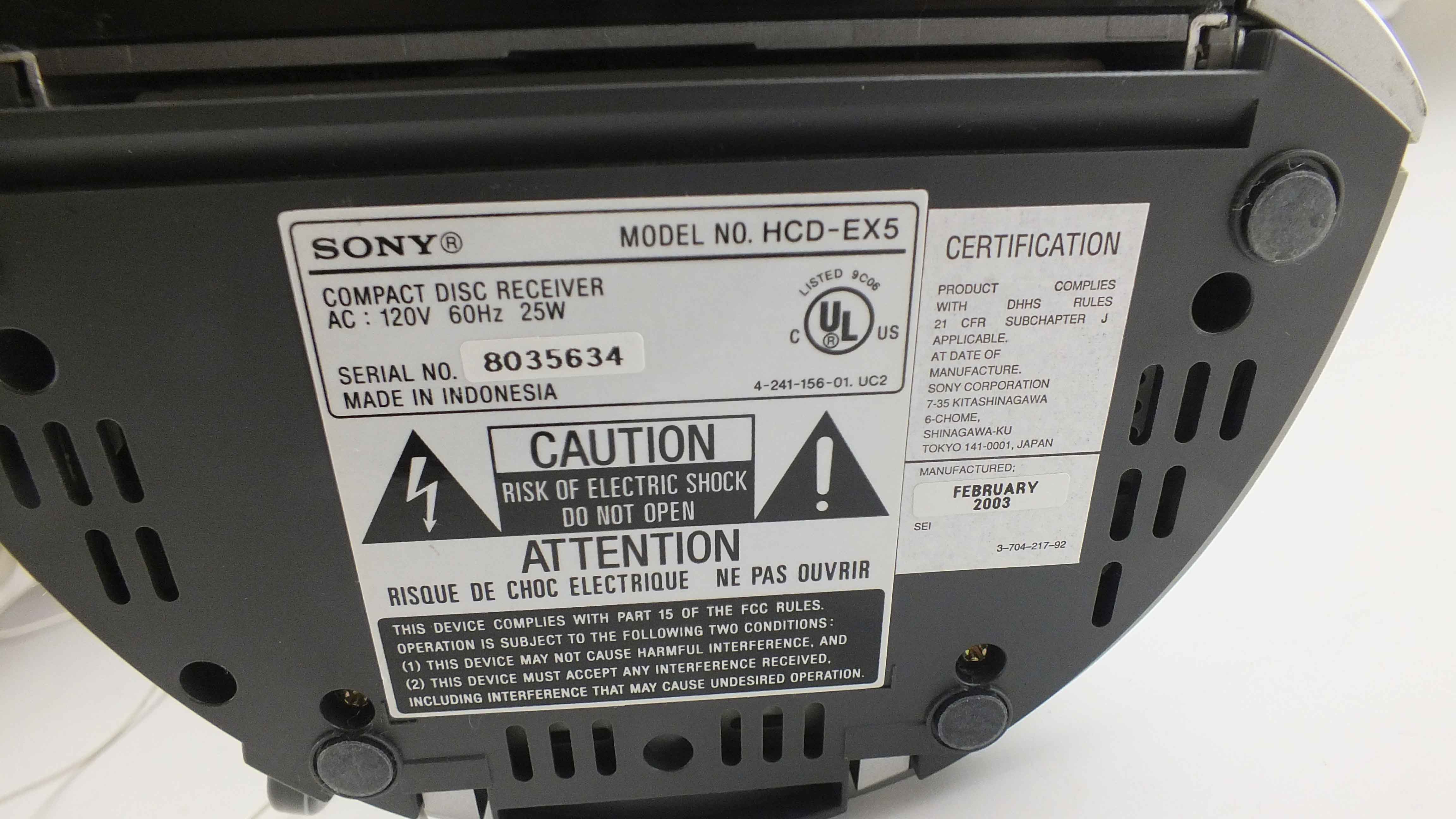 Sony Compact Disc Receiver