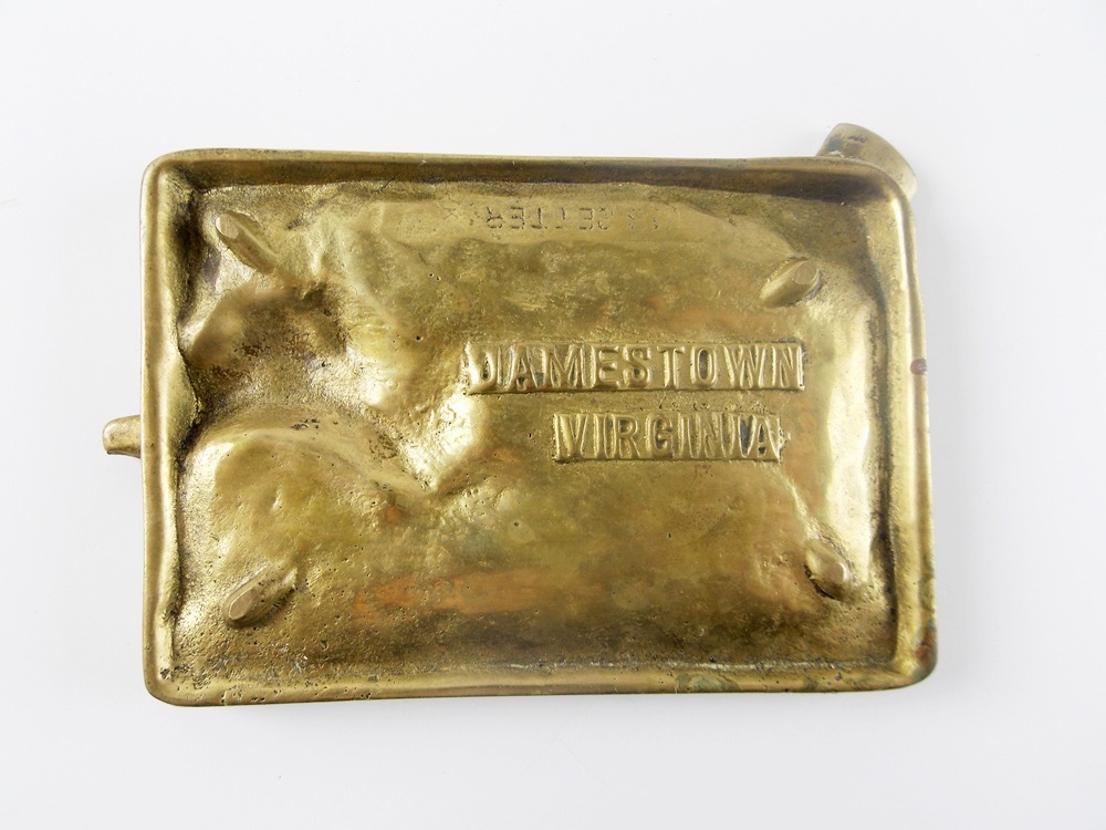 A Vintage Brass Ash Receiver Tourist Souvenir from Jamestown Virginia 