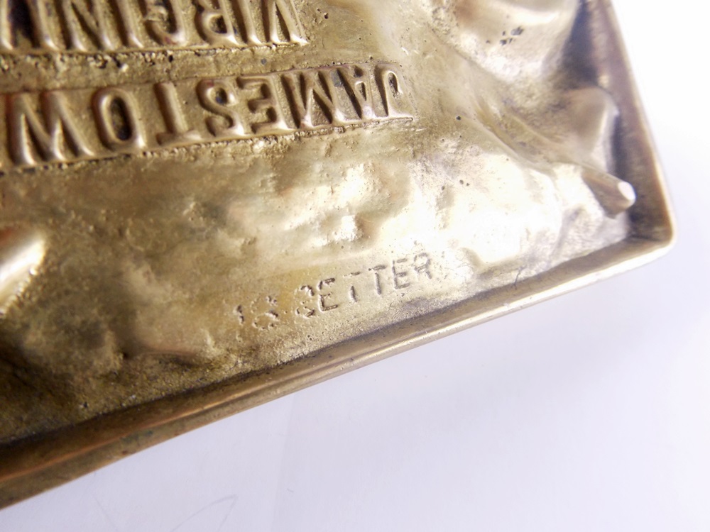 A Vintage Brass Ash Receiver Tourist Souvenir from Jamestown Virginia 