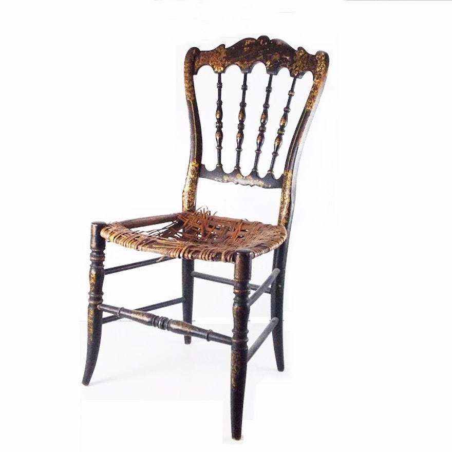 A Darling Antique Youth Chair in Chinoiserie Decoration, Needing Restoration