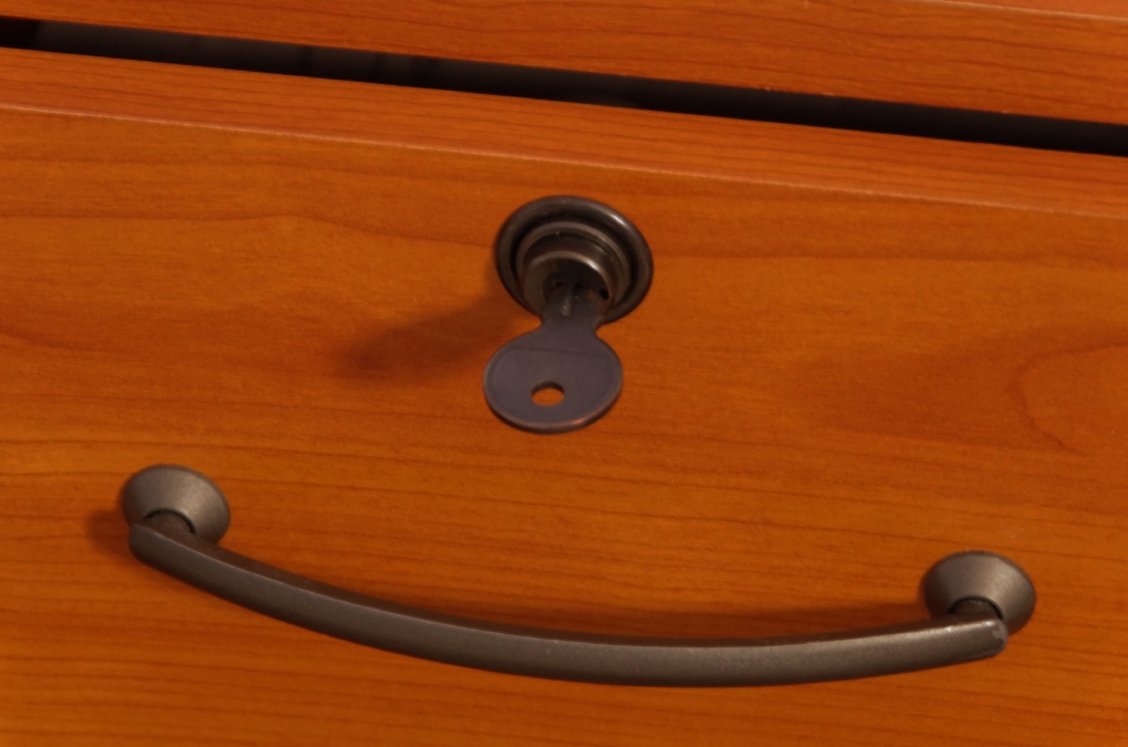 Contemporary Office Desk with Rolling Drawer Unit