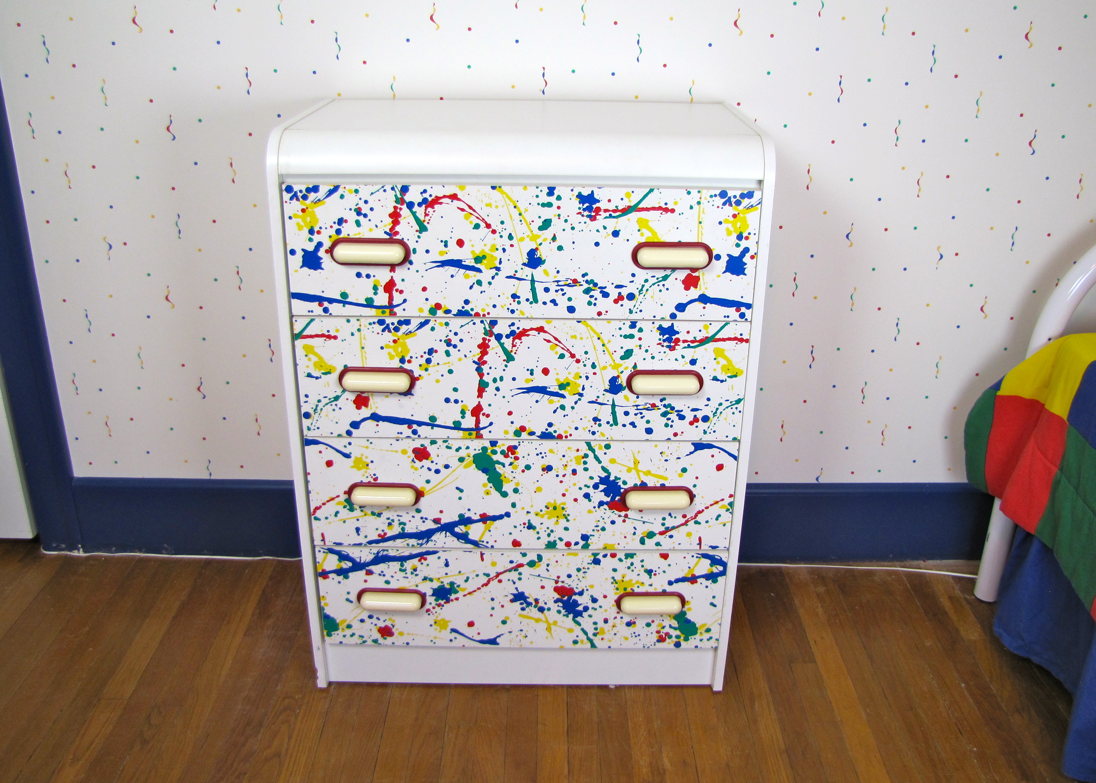 Laminate Paint Splatter Dresser