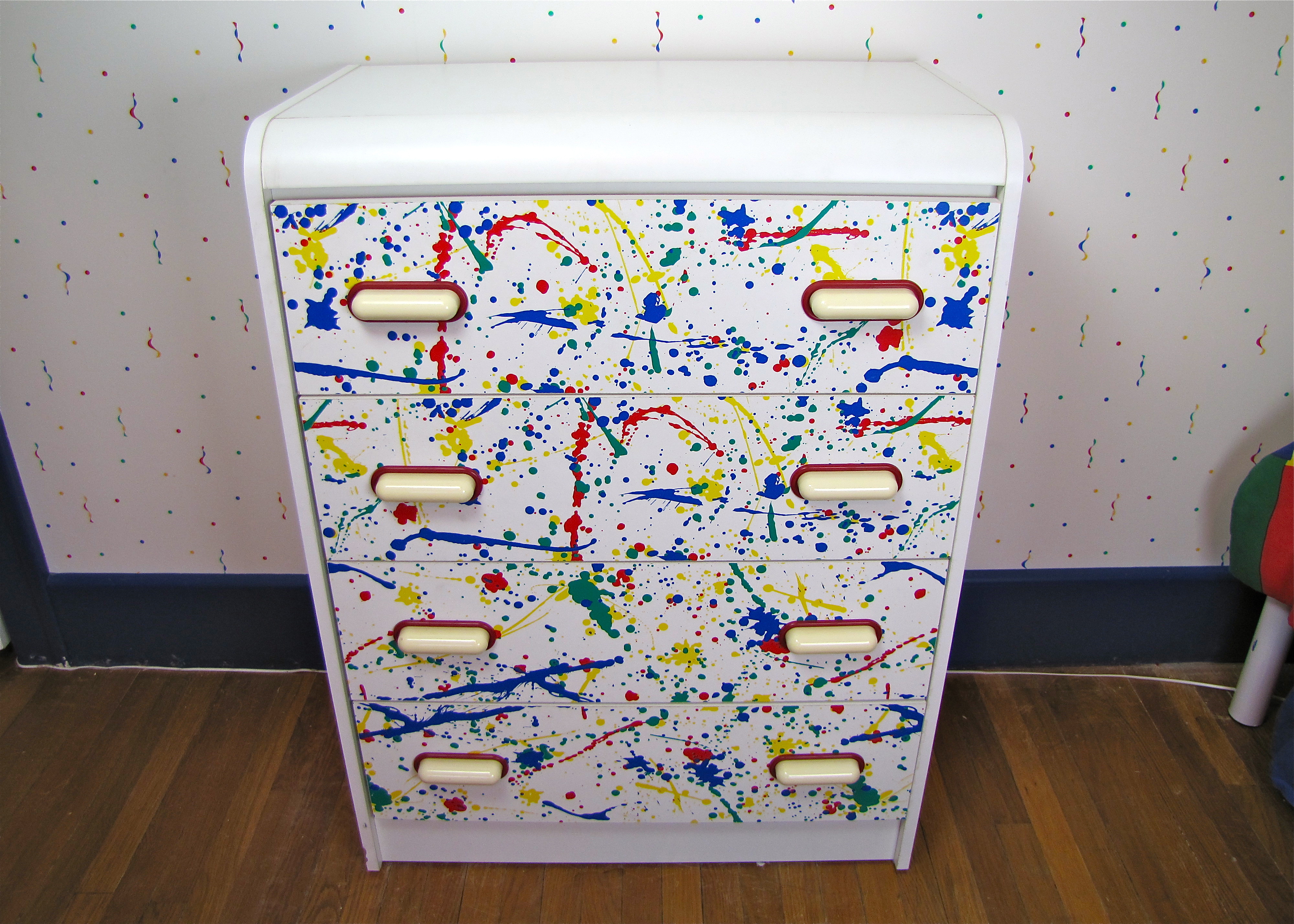 Laminate Paint Splatter Dresser