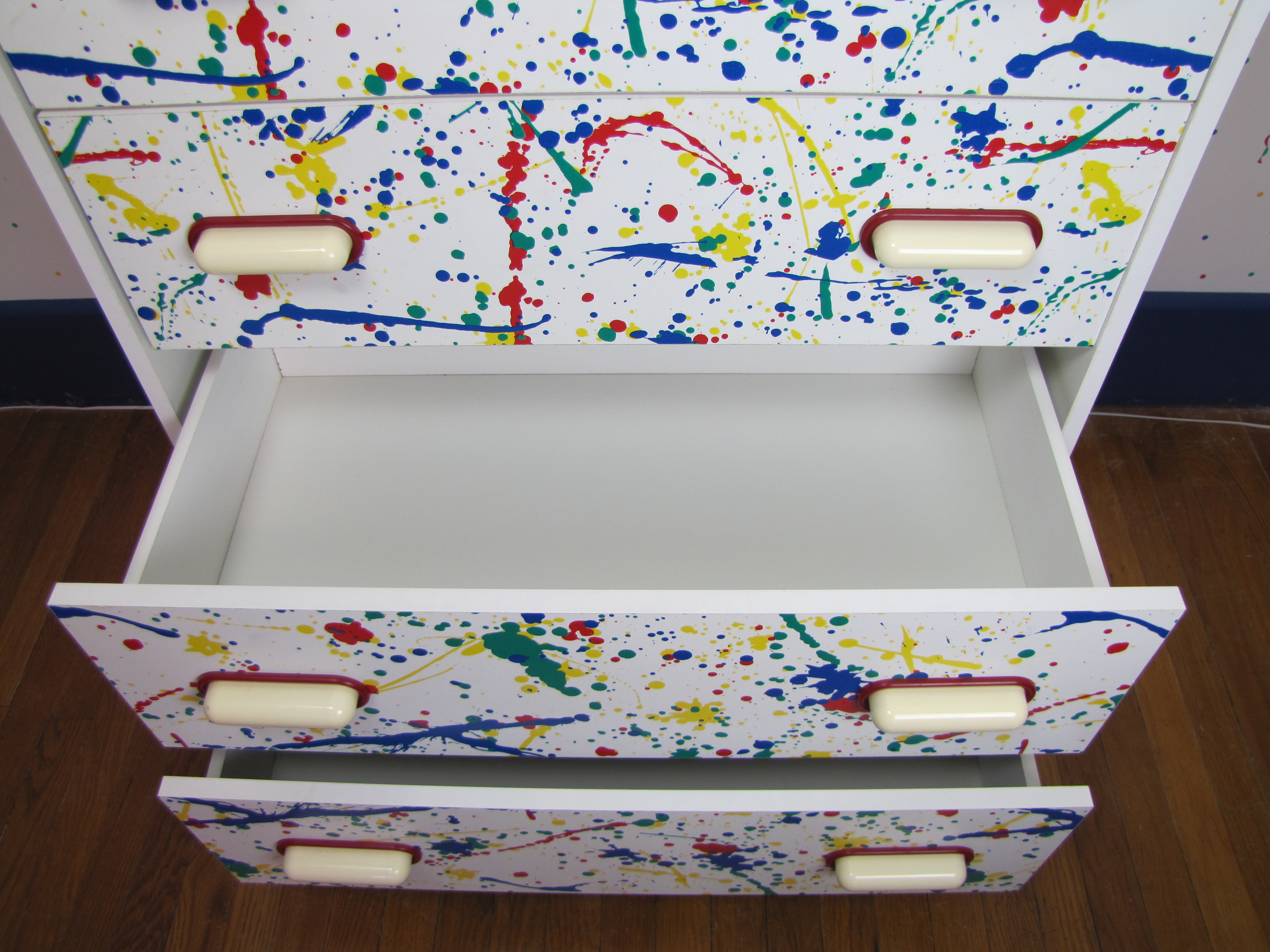 Laminate Paint Splatter Dresser
