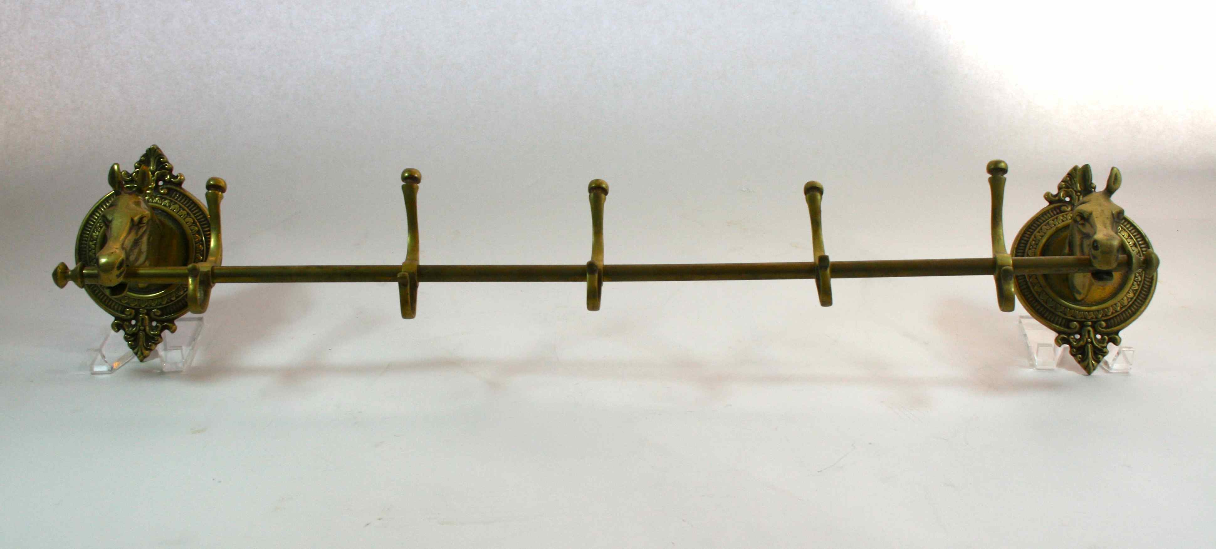 Vintage Brass Horse Head Coat Rack